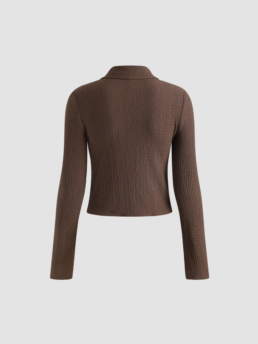 Texture Solid Bell Sleeve Crop Shirt