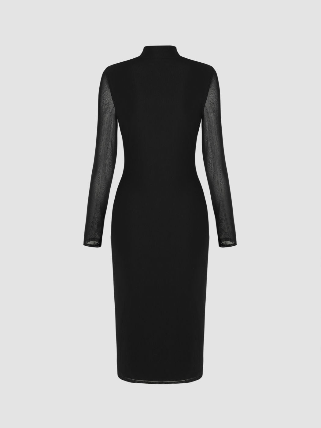Mock Neck Sheer Slit Midi Dress