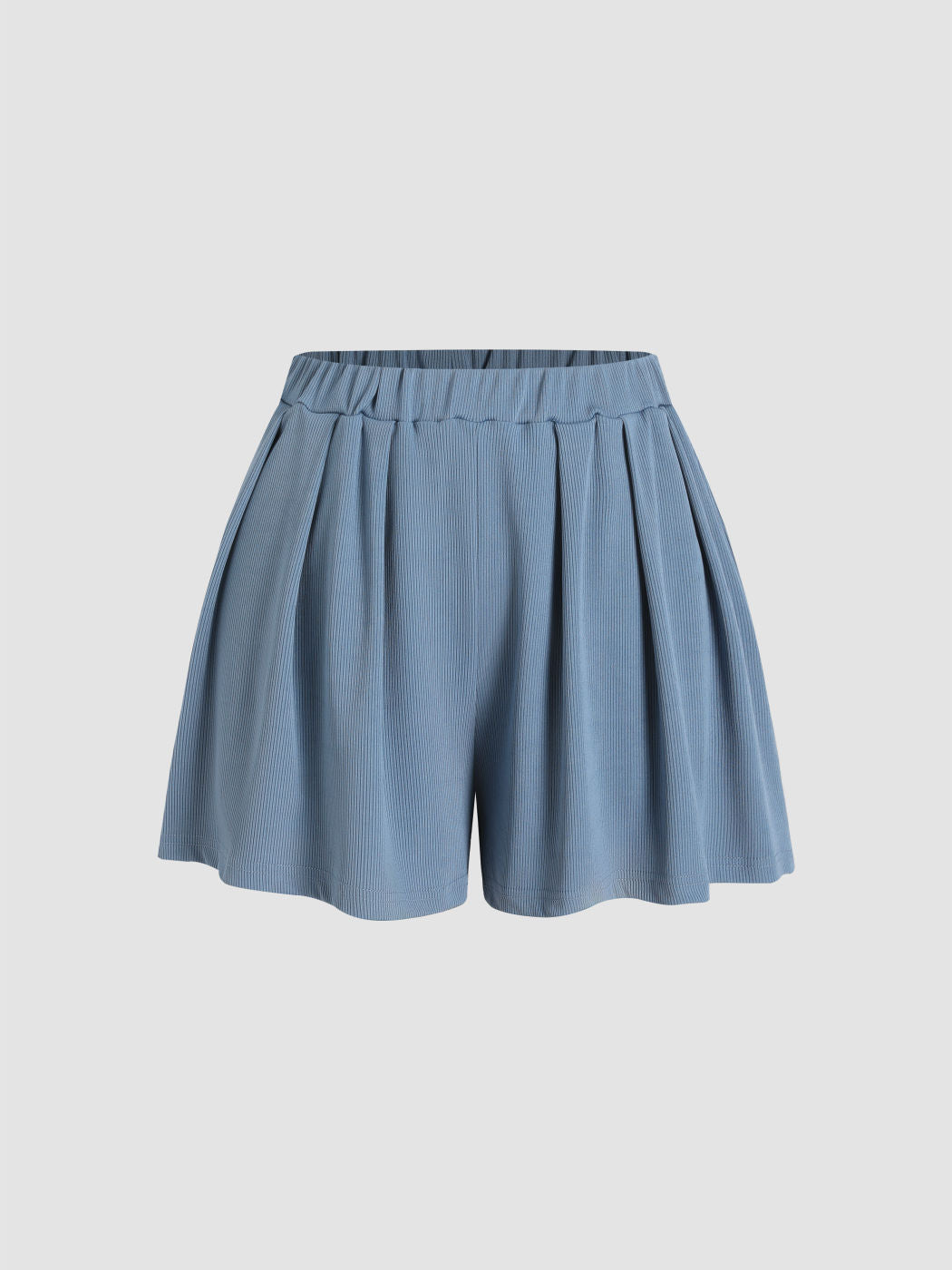 Solid Elastic Waist Wide Leg Shorts