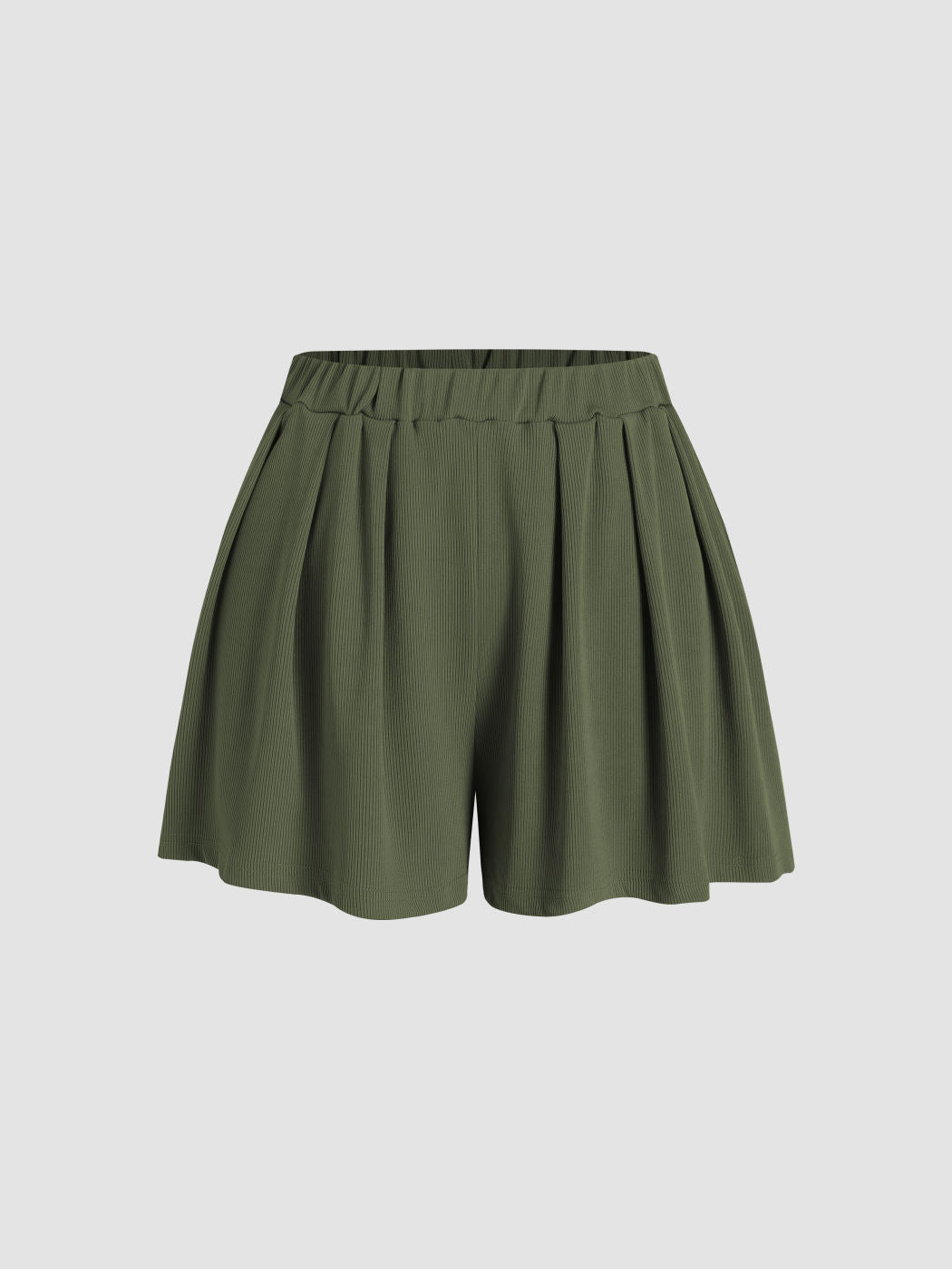 Solid Elastic Waist Wide Leg Shorts