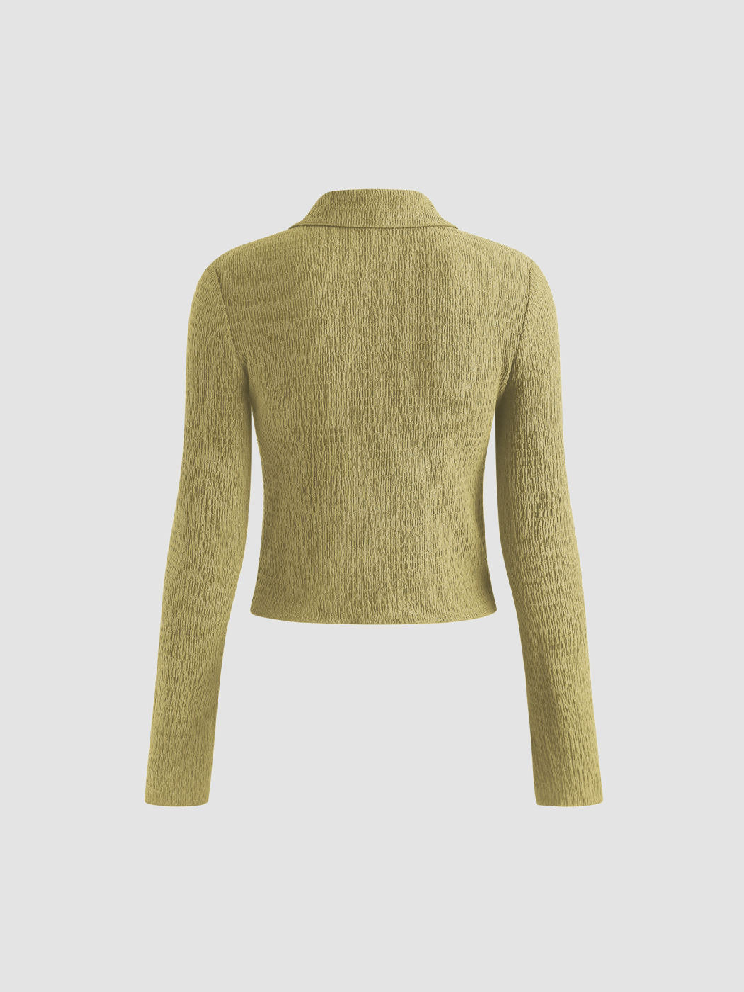 Texture Solid Bell Sleeve Crop Shirt