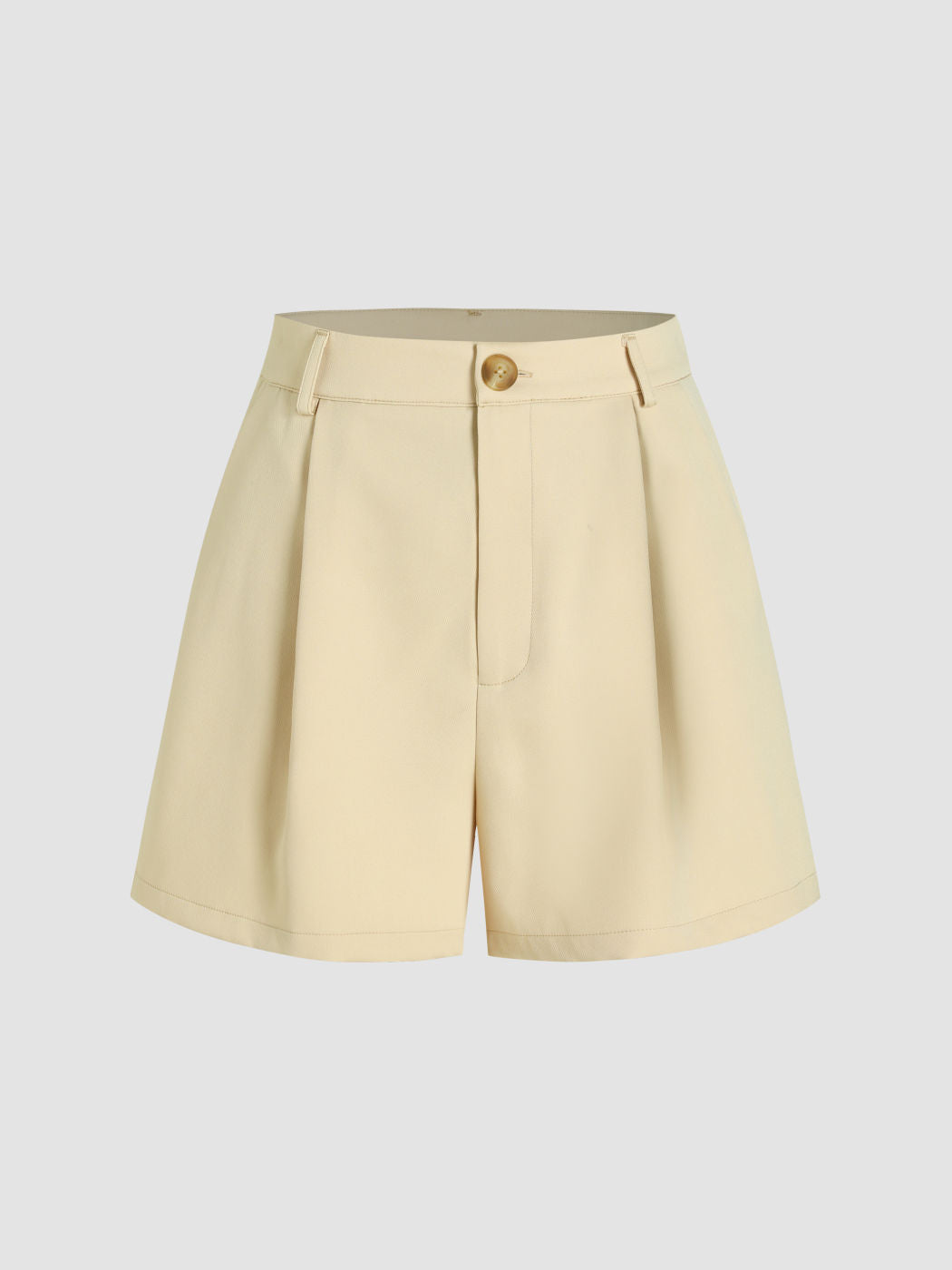 Mid Rise Solid Button Pocket Shorts