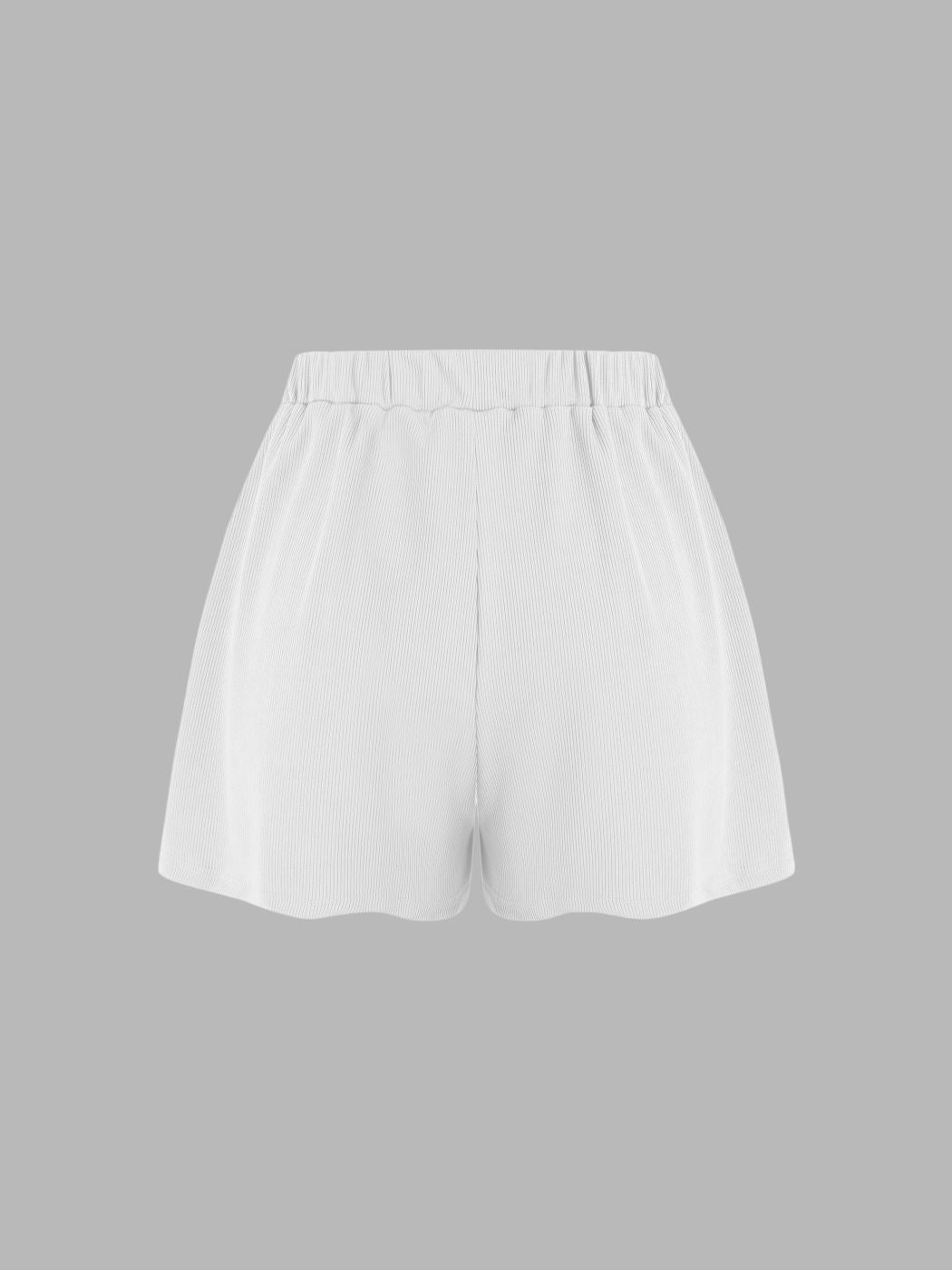 Solid Elastic Waist Wide Leg Shorts