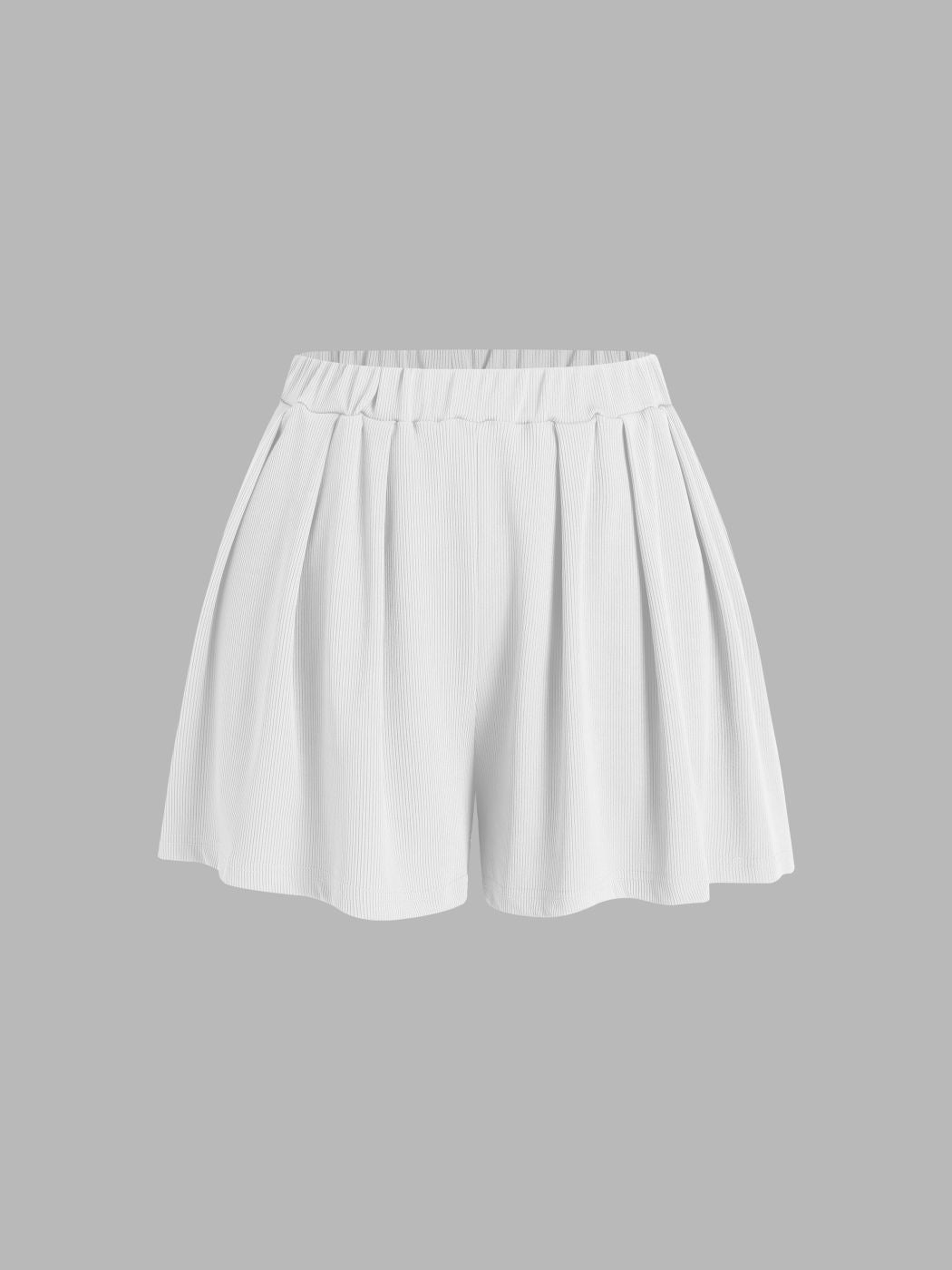 Solid Elastic Waist Wide Leg Shorts
