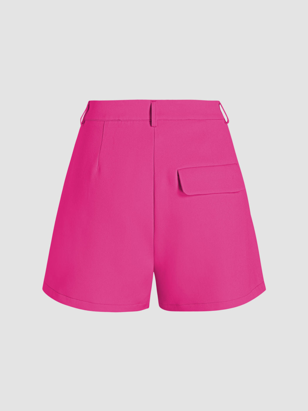 Mid Rise Solid Button Pocket Shorts