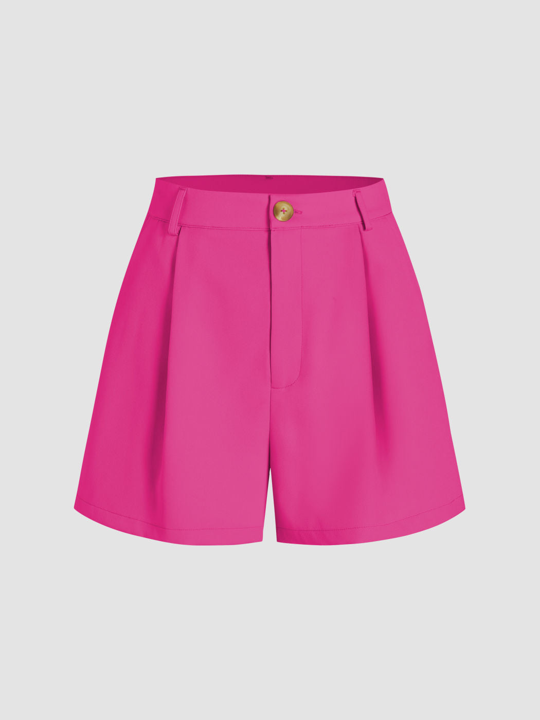 Mid Rise Solid Button Pocket Shorts