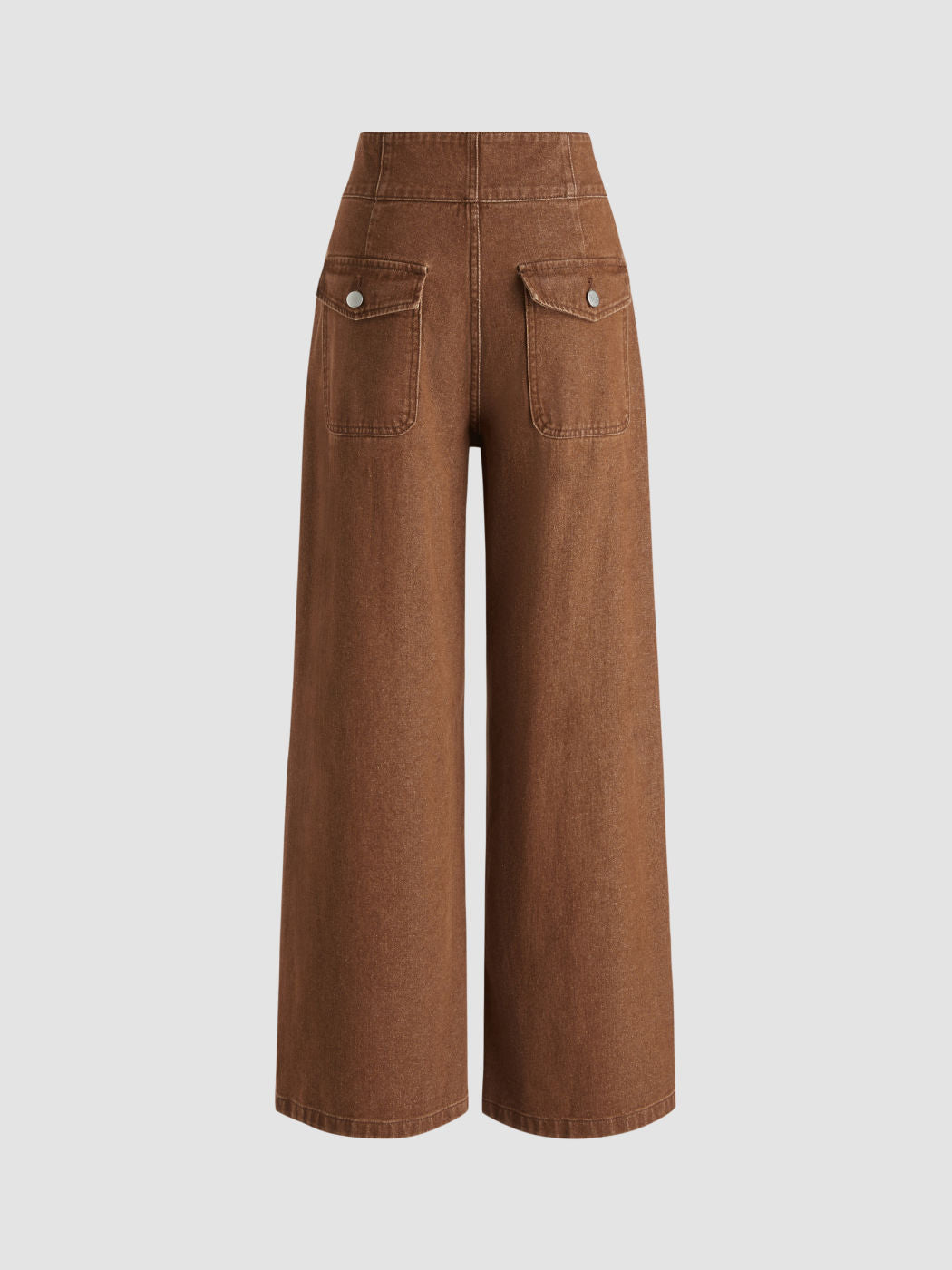 Denim Mid Waist Solid Wide Leg Jeans