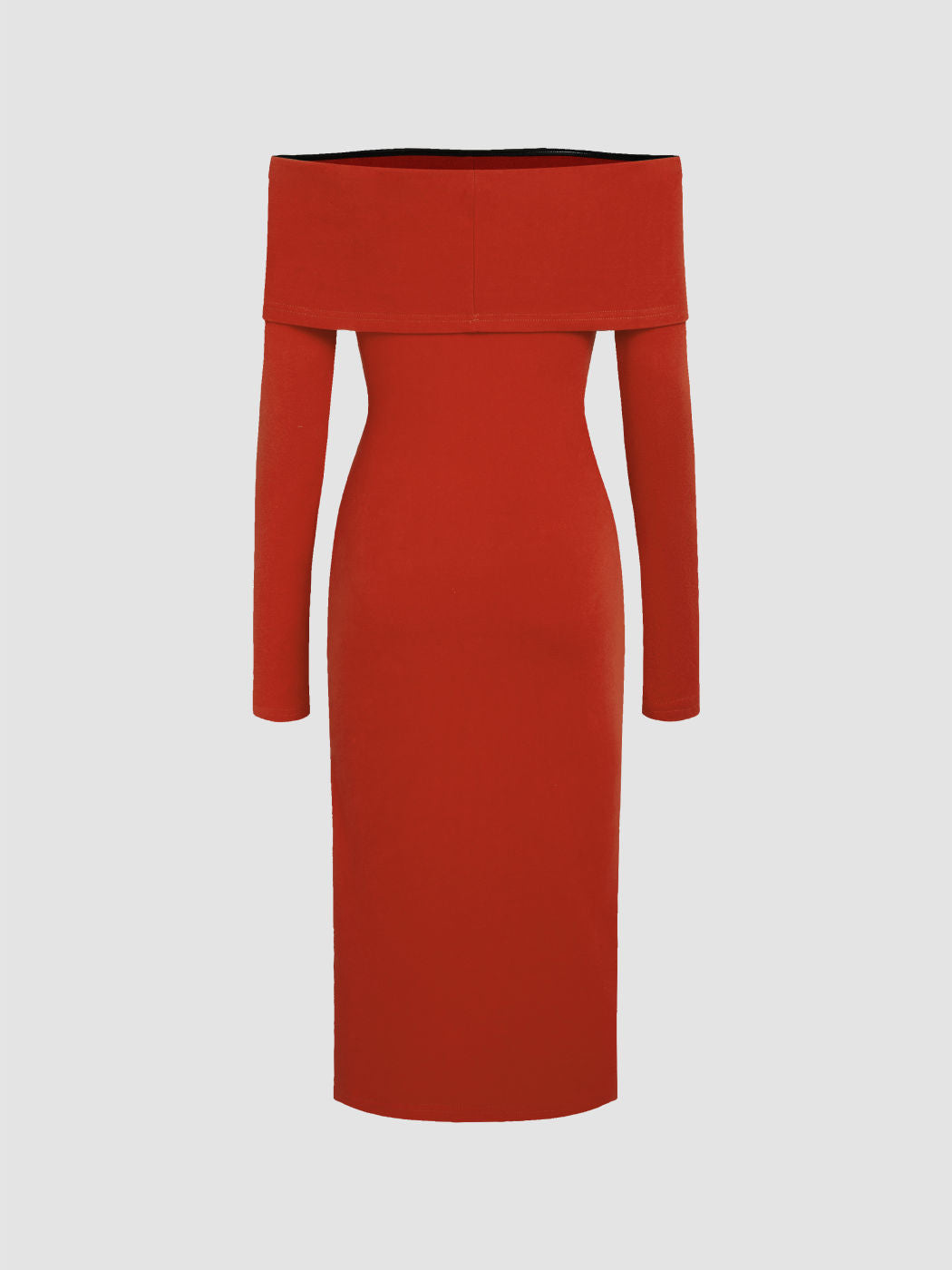 Jersey Off-shoulder Solid Split Midi Dress