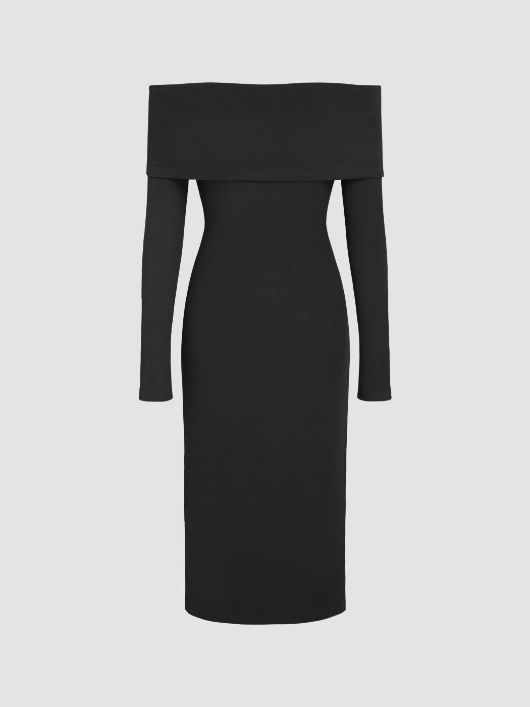 Jersey Off-shoulder Solid Split Midi Dress