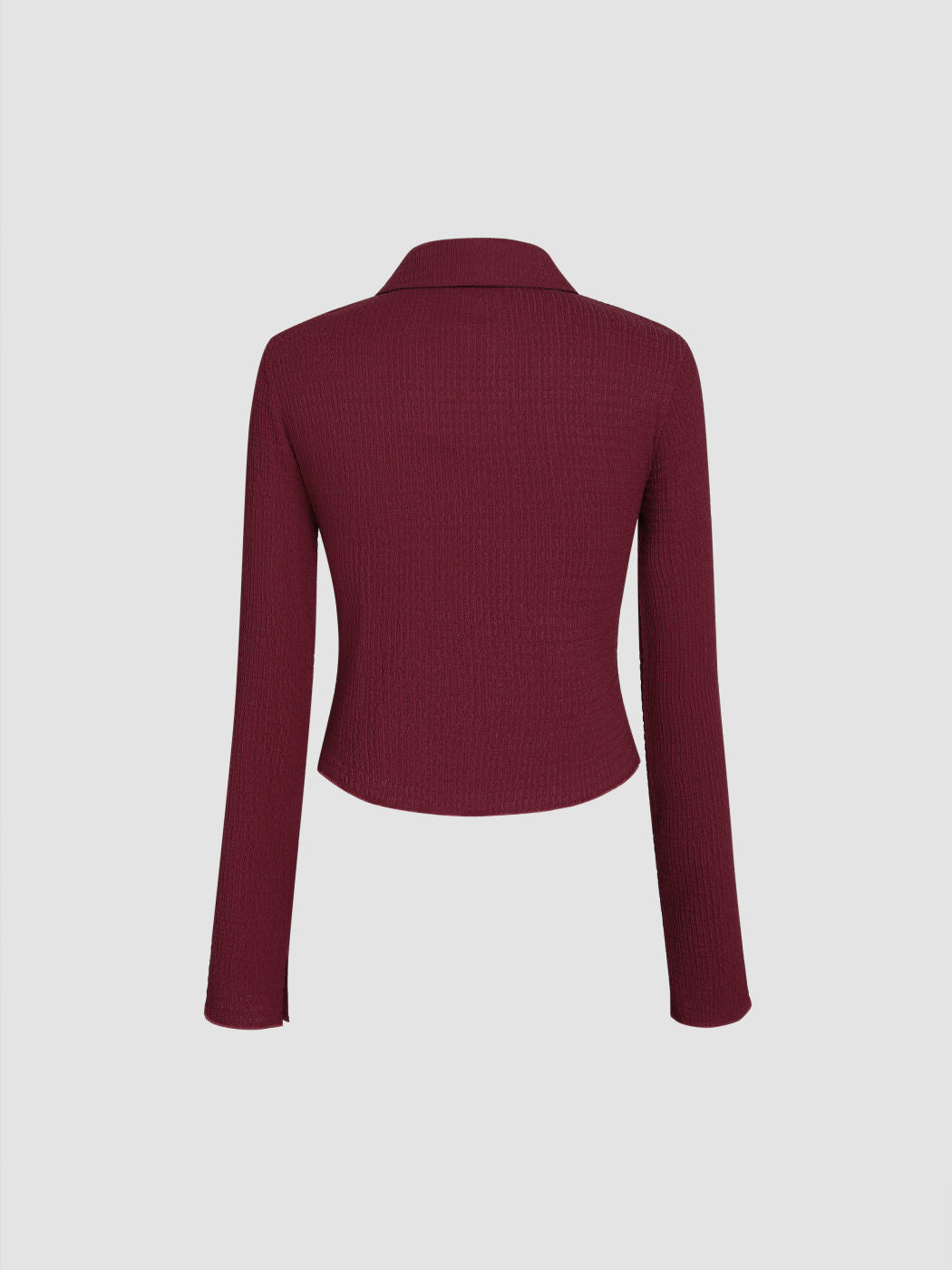 Texture Solid Bell Sleeve Crop Shirt