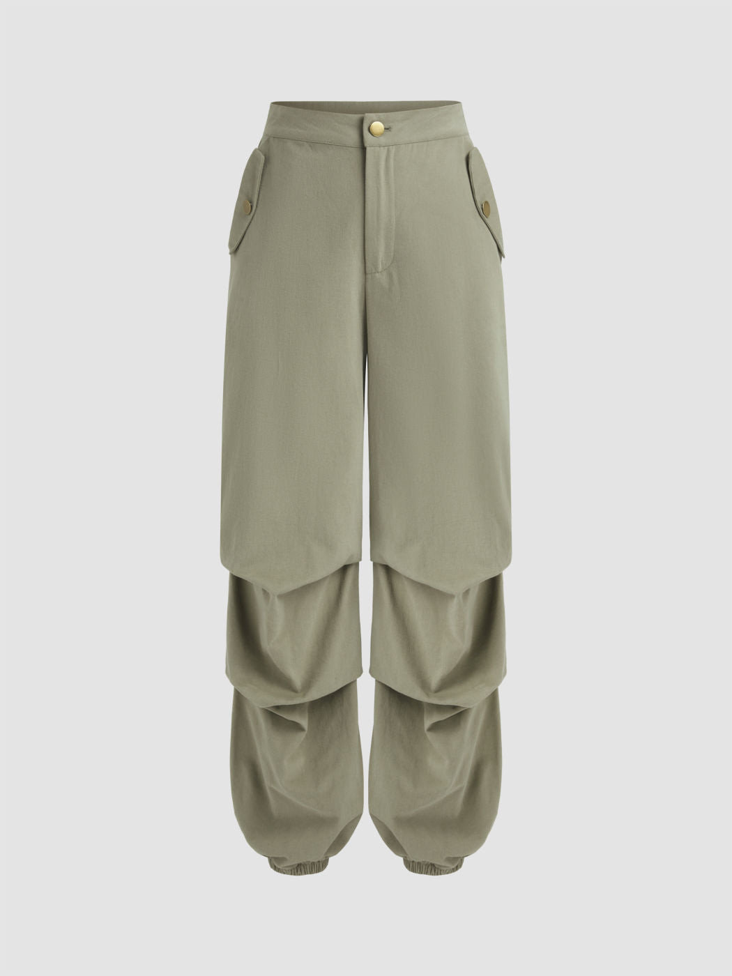 Mid Rise Solid Button Joggers