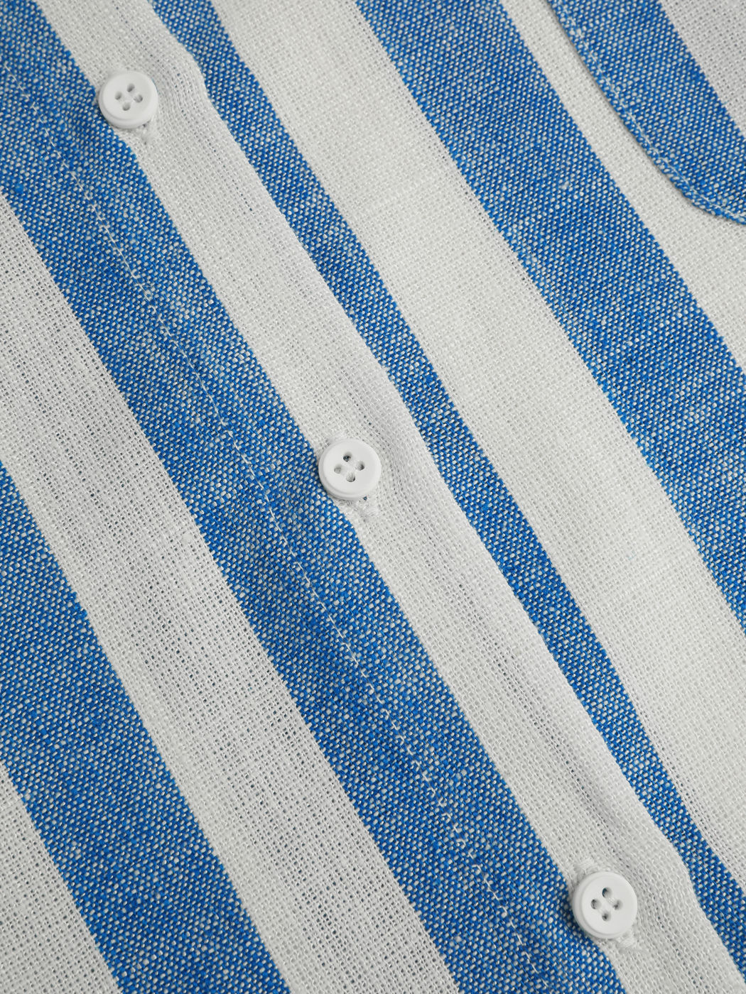 Linen-blend Collar Striped Pocket Long Sleeve Shirt