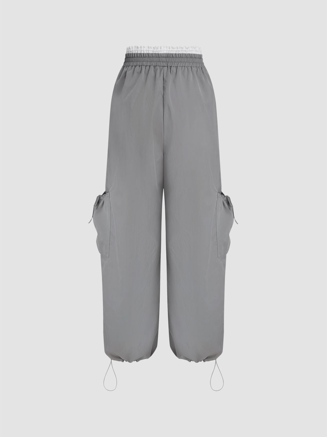High Rise Lettuce Trim Wide Leg Cargo Pants