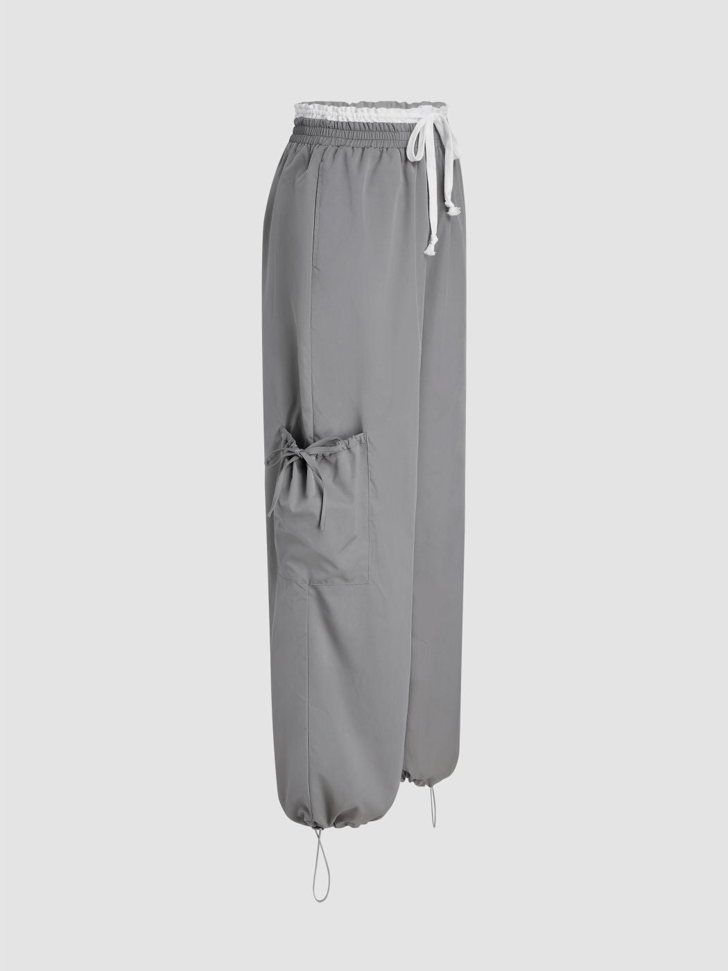 High Rise Lettuce Trim Wide Leg Cargo Pants