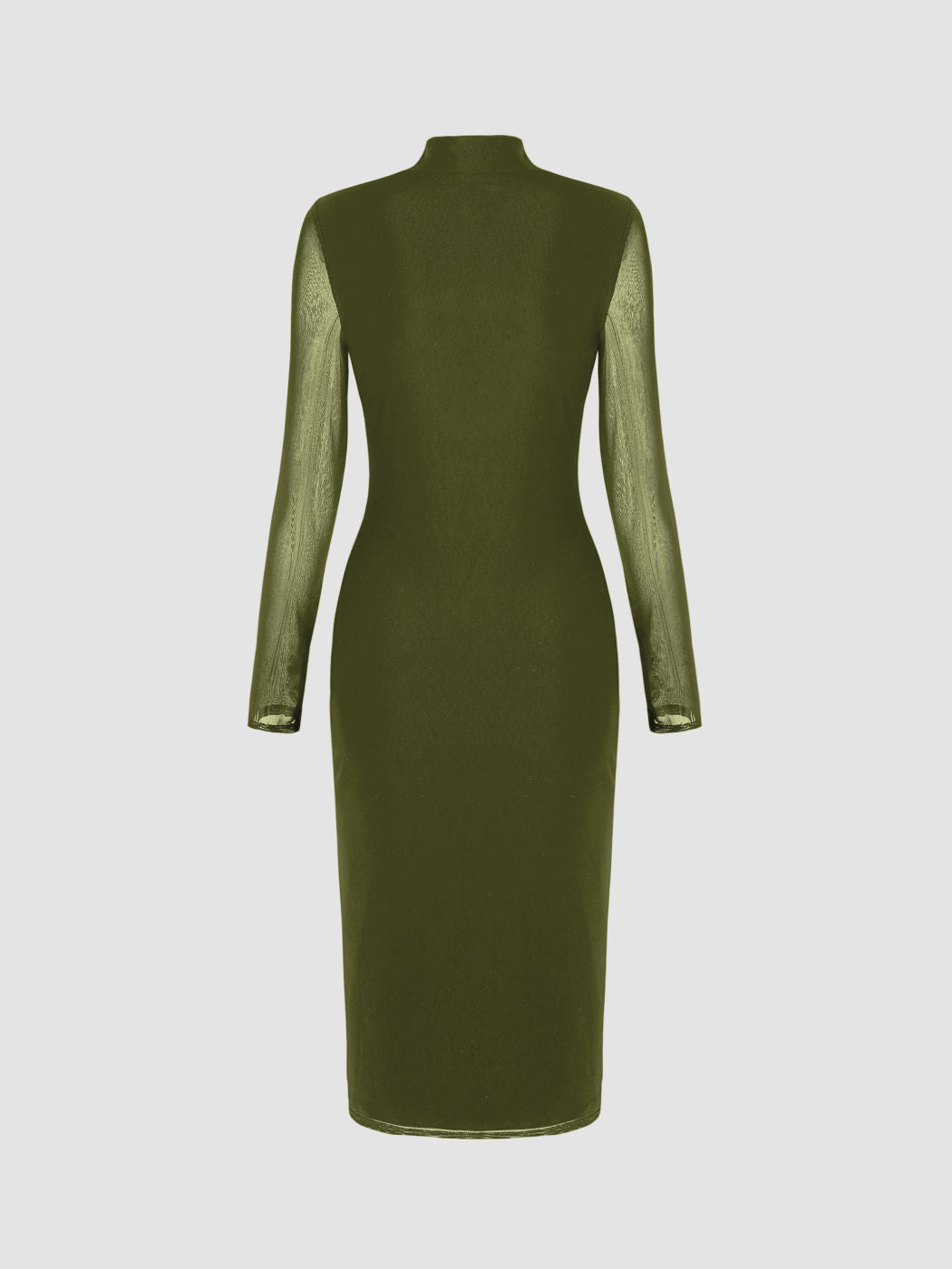 Mock Neck Sheer Slit Midi Dress