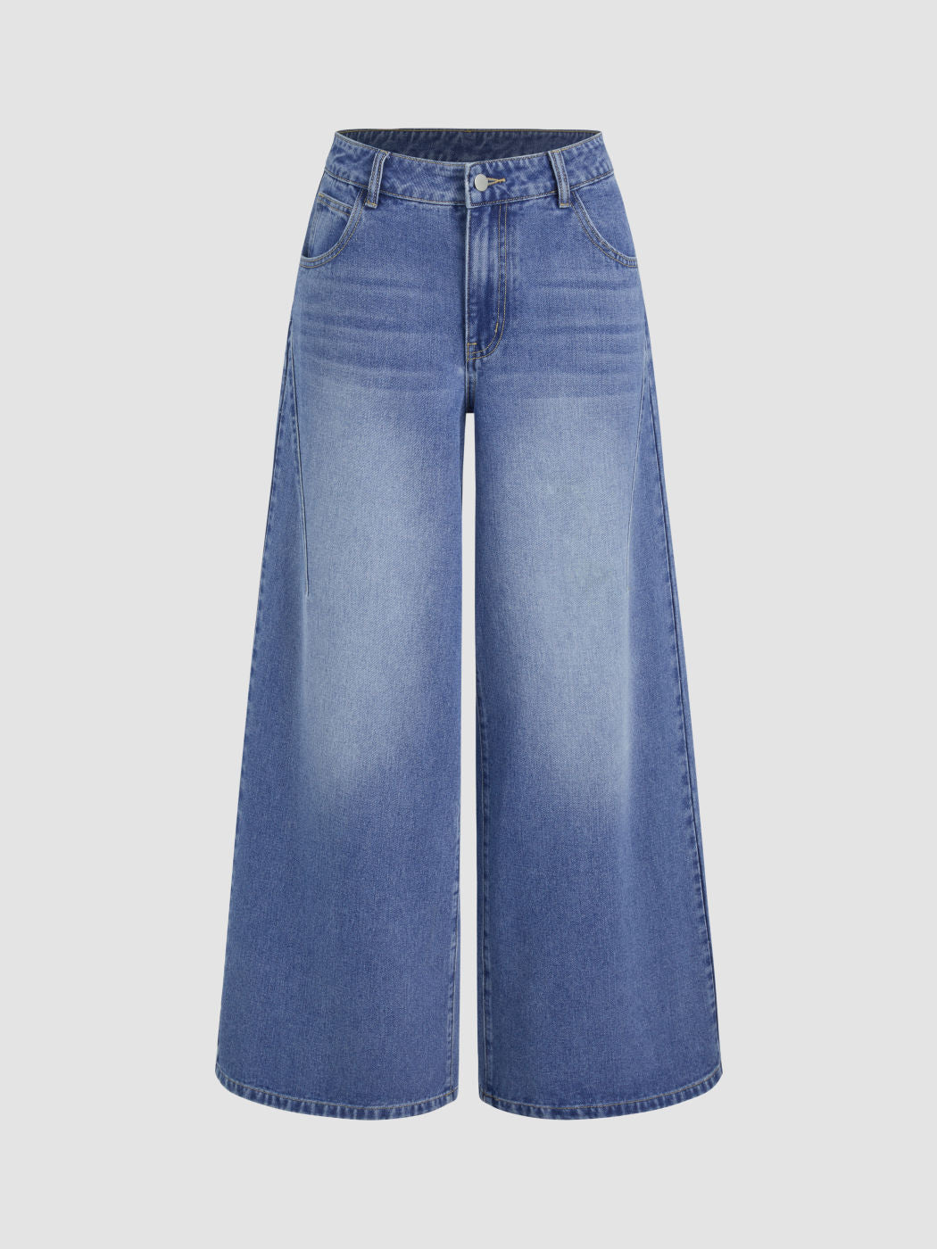 Cider Denim Mid Rise Solid Wide Leg Jeans