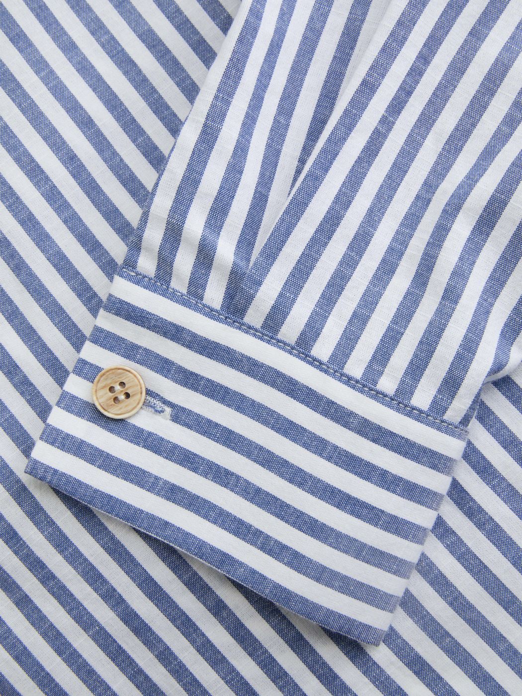 Cotton-blend Collar Striped Knotted Roll-up Long Sleeve Shirt