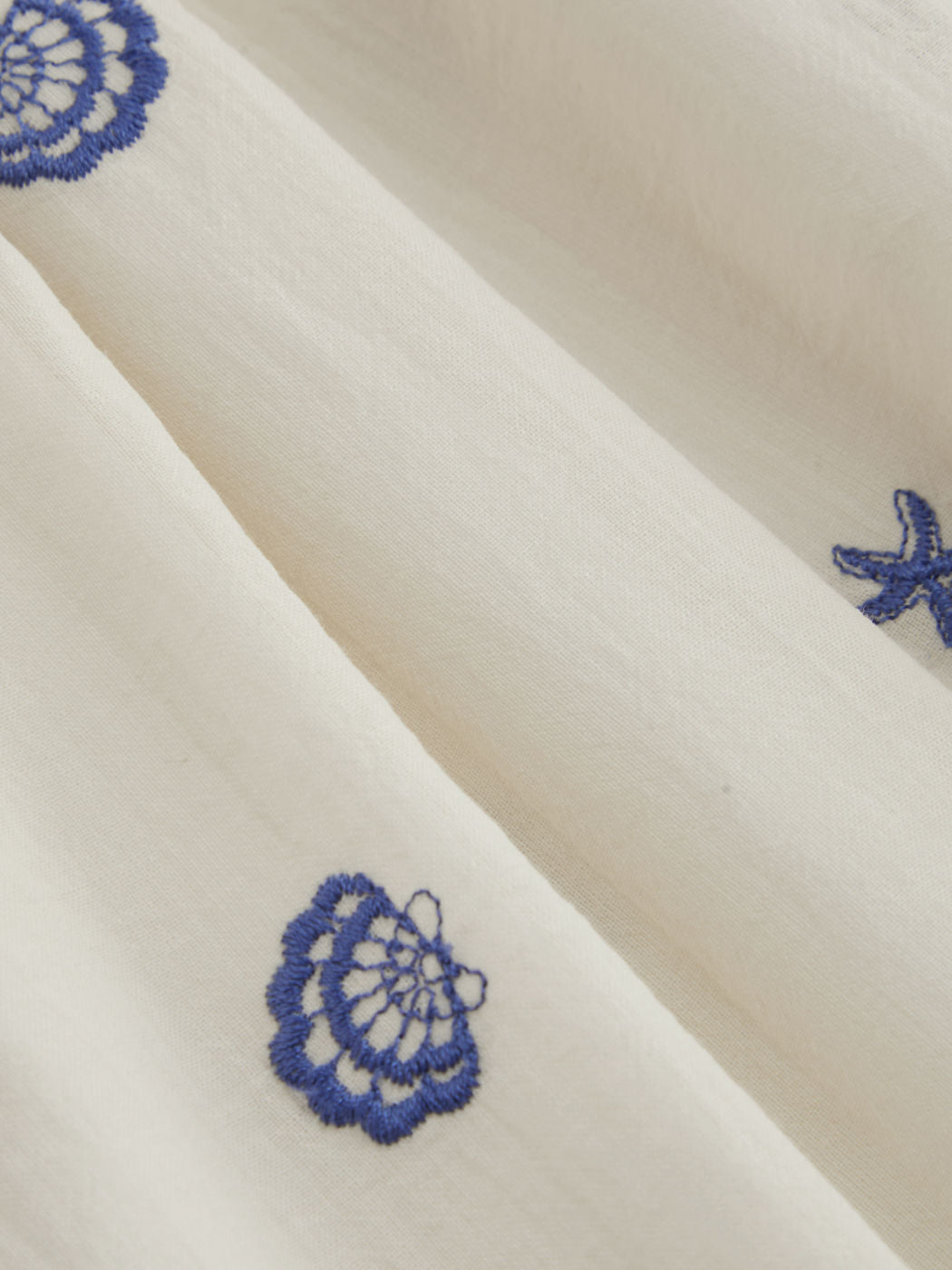 Square Neck Shell & Star Embroidery Knotted Midi Dress