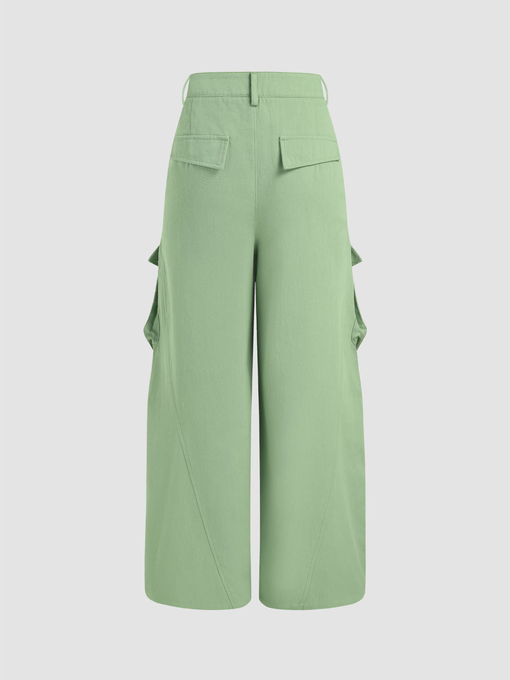 Mid Rise Solid Wide Leg Cargo Pants