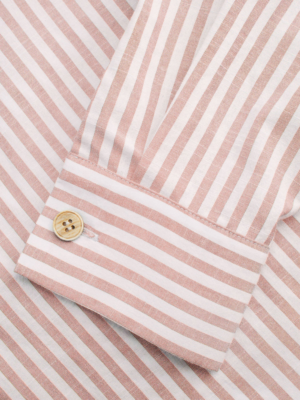 Cotton-blend Collar Striped Knotted Roll-up Long Sleeve Shirt