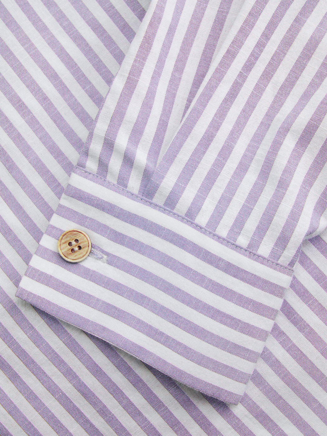 Cotton-blend Collar Striped Knotted Roll-up Long Sleeve Shirt