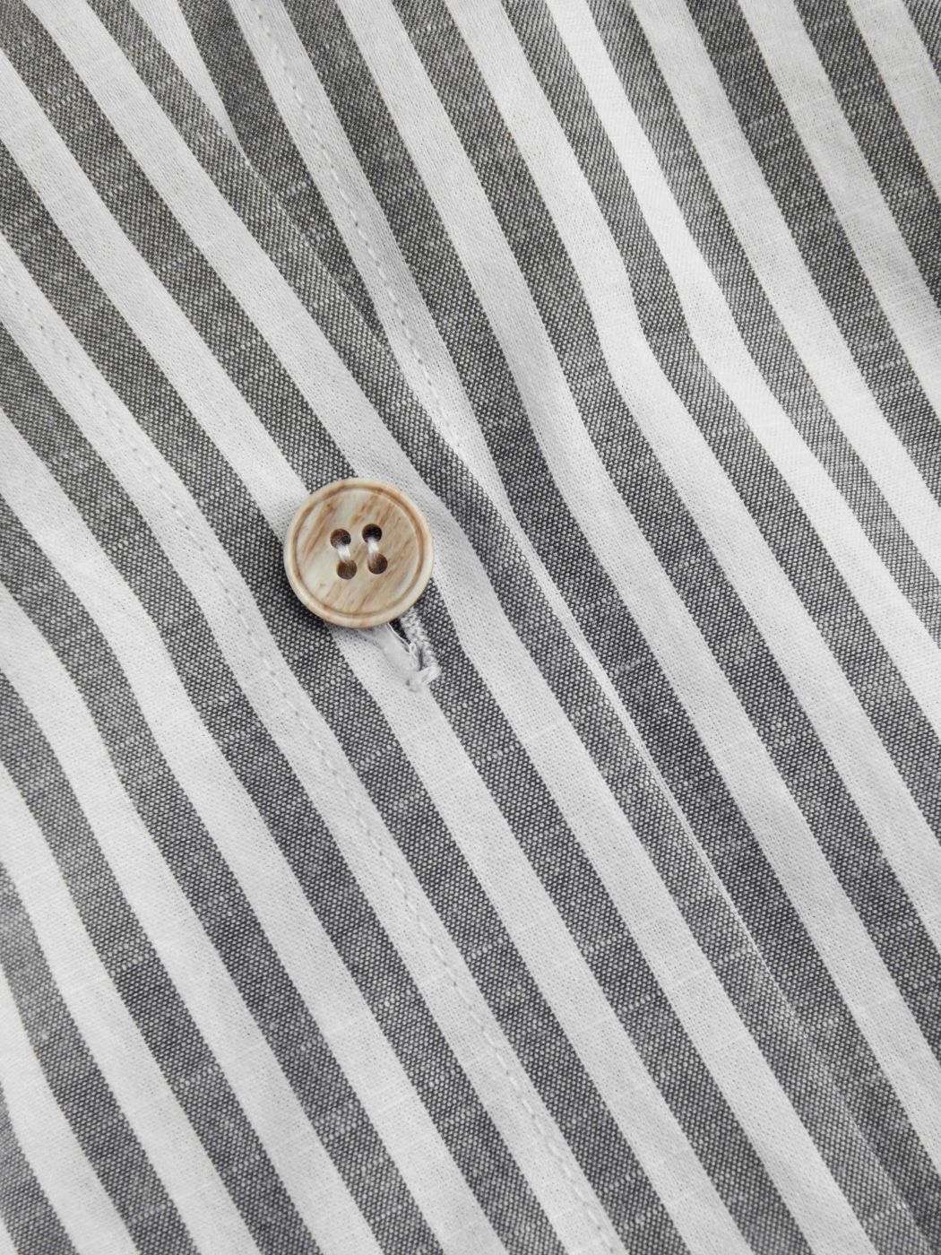 Cotton-blend Collar Striped Knotted Roll-up Long Sleeve Shirt