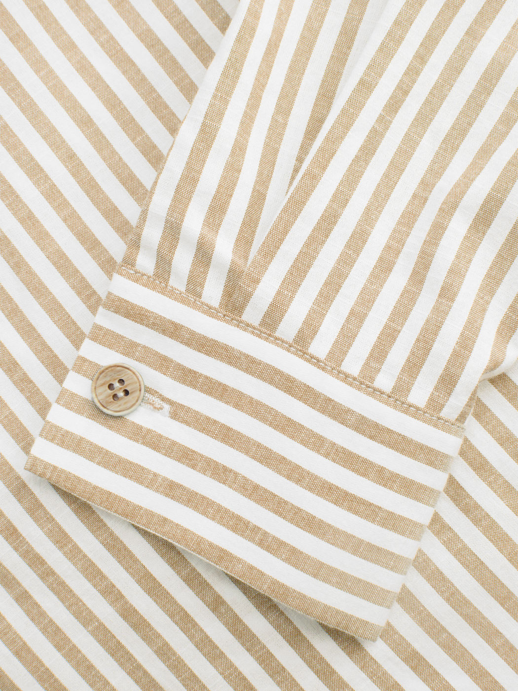 Cotton-blend Collar Striped Knotted Roll-up Long Sleeve Shirt