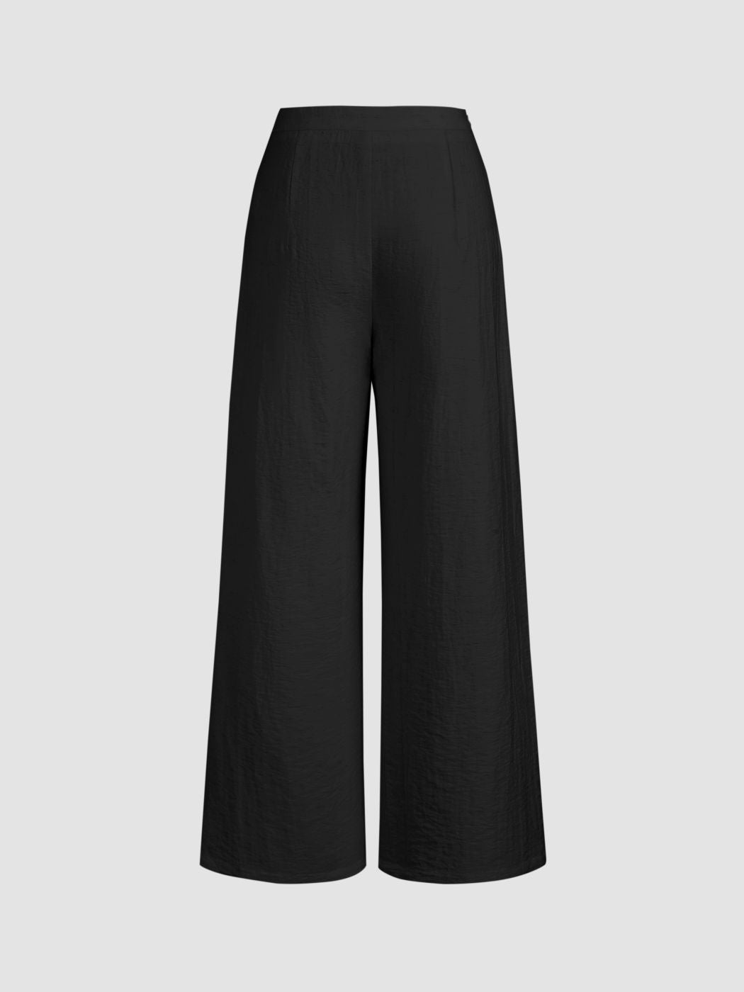 Linen-blend Mid Rise Solid Knotted Pocket Wide Leg Trousers