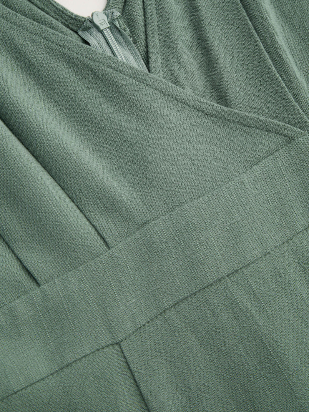 Linen-blend V-neck Solid Ruffle Split Maxi Dress