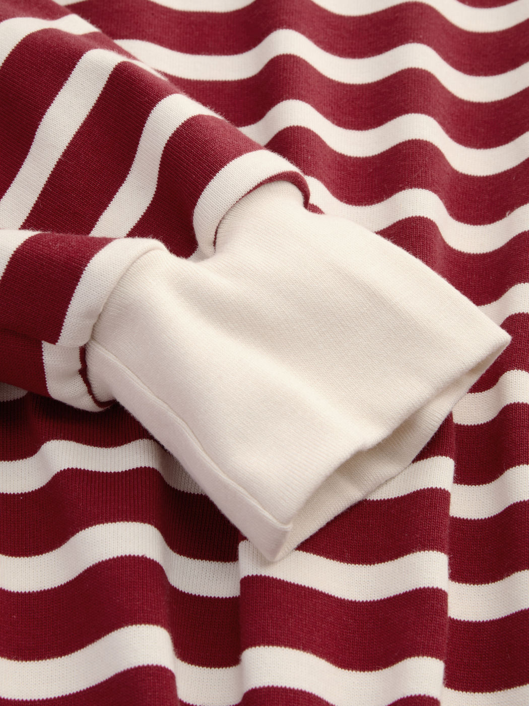Cotton-blend Round Neckline Striped Drawstring Long Sleeve Crop Tee