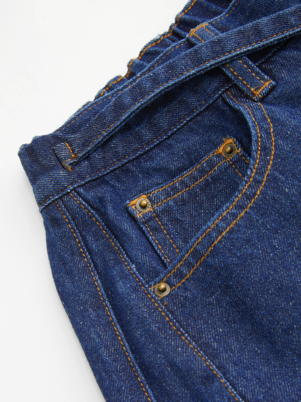 Denim Mid Rise Solid Knotted Baggy Jeans