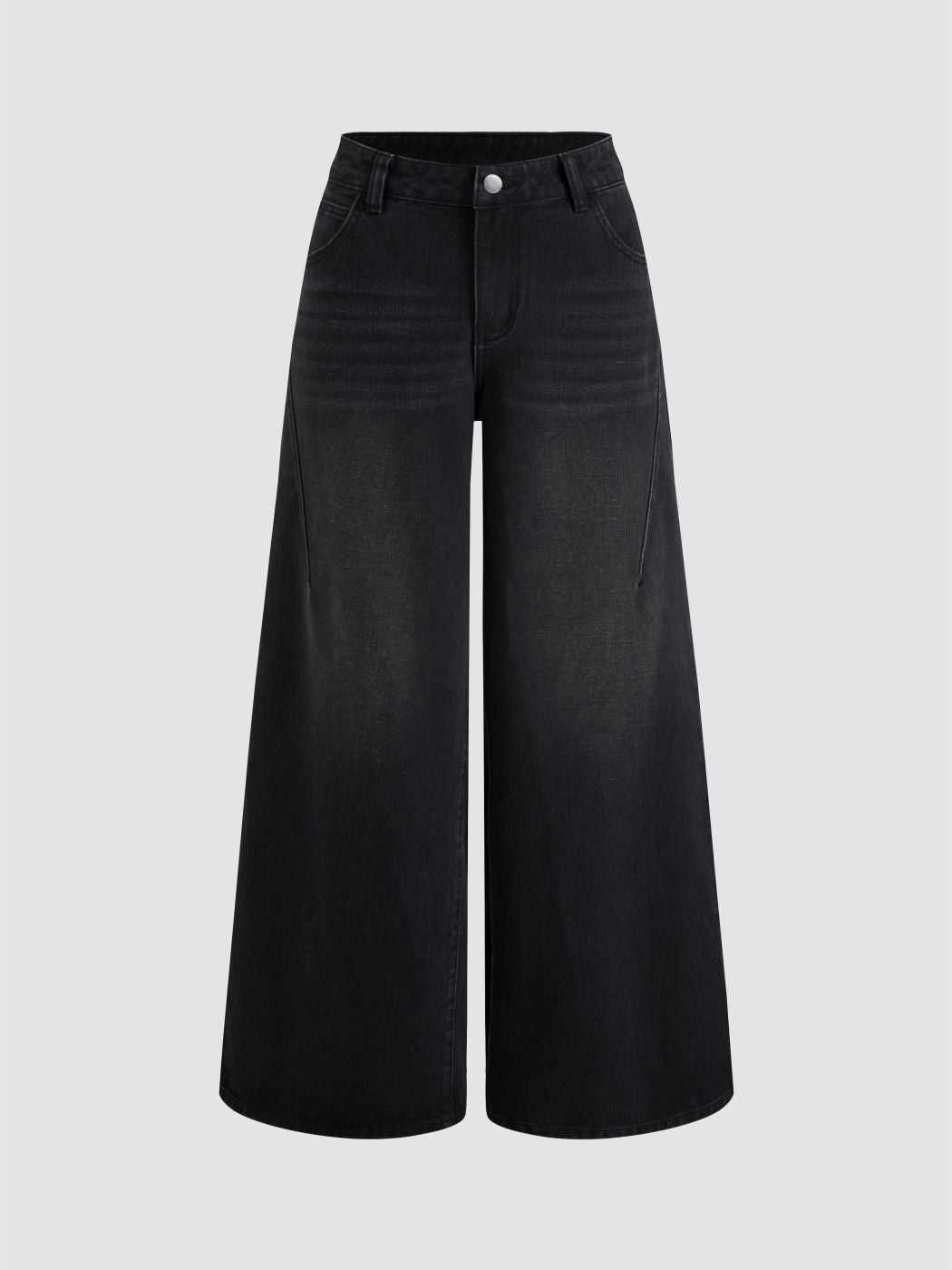 Cider Denim Mid Rise Solid Wide Leg Jeans