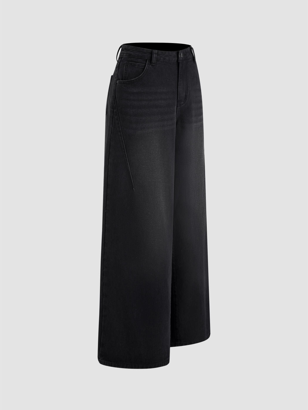 Cider Denim Mid Rise Solid Wide Leg Jeans