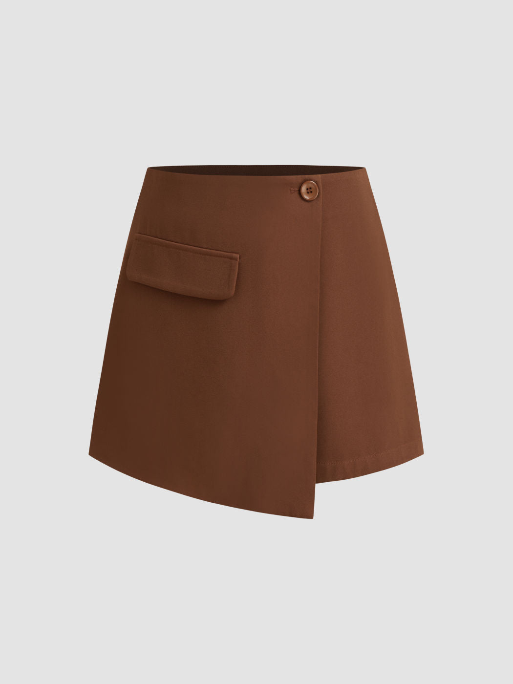 Mid Rise Solid Zipper Button Skirt