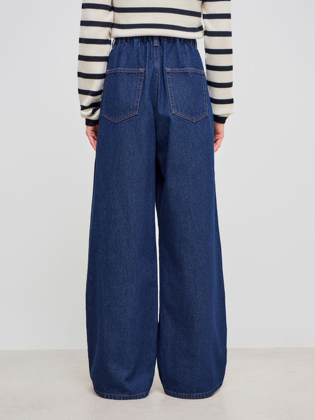 Denim Mid Rise Solid Knotted Baggy Jeans