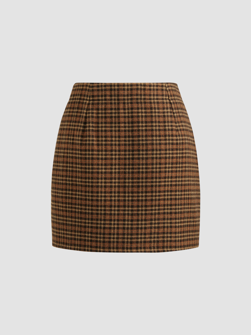 Mid Rise Checks Zipper Mini Skirt