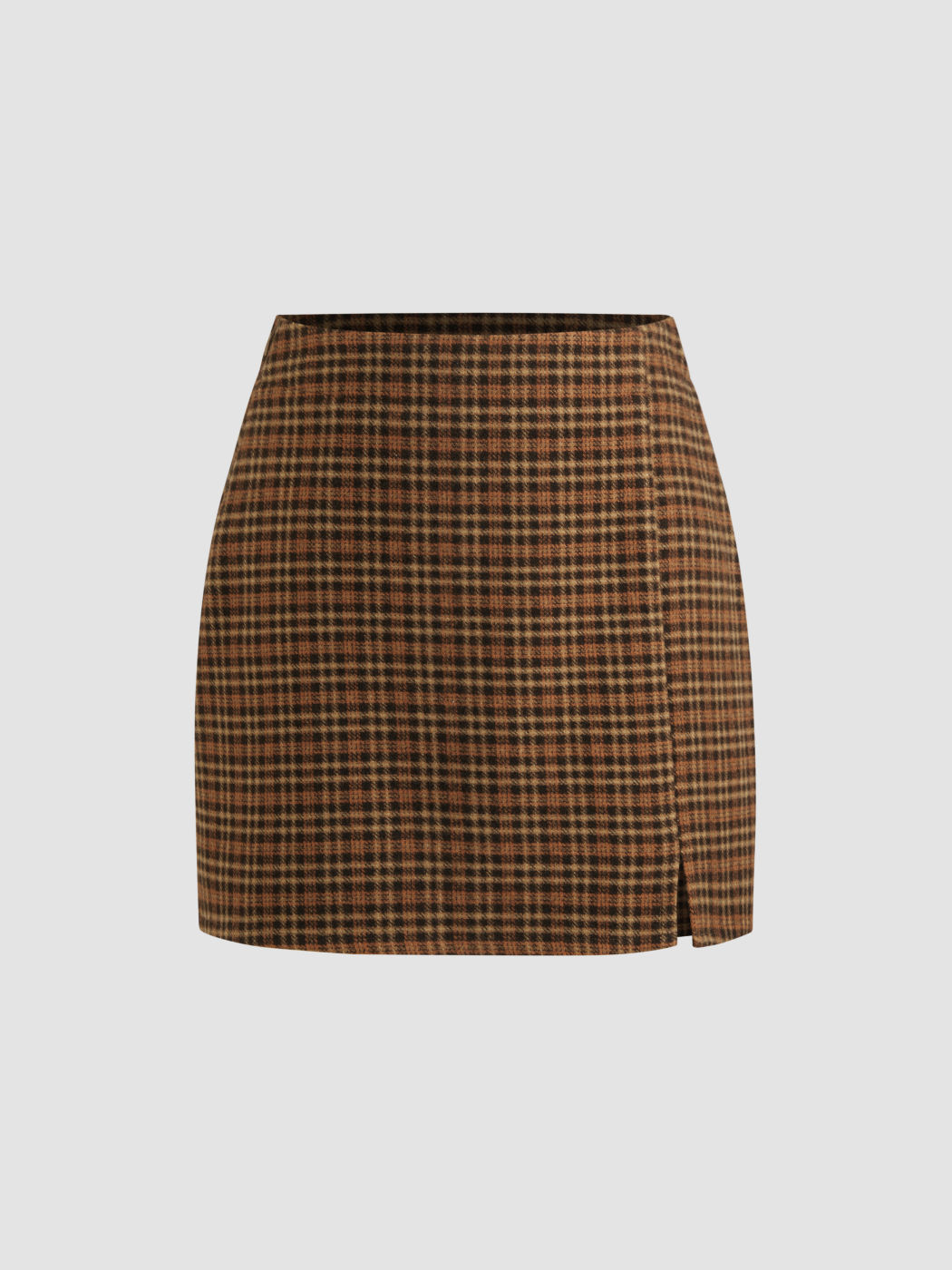 Mid Rise Checks Zipper Mini Skirt