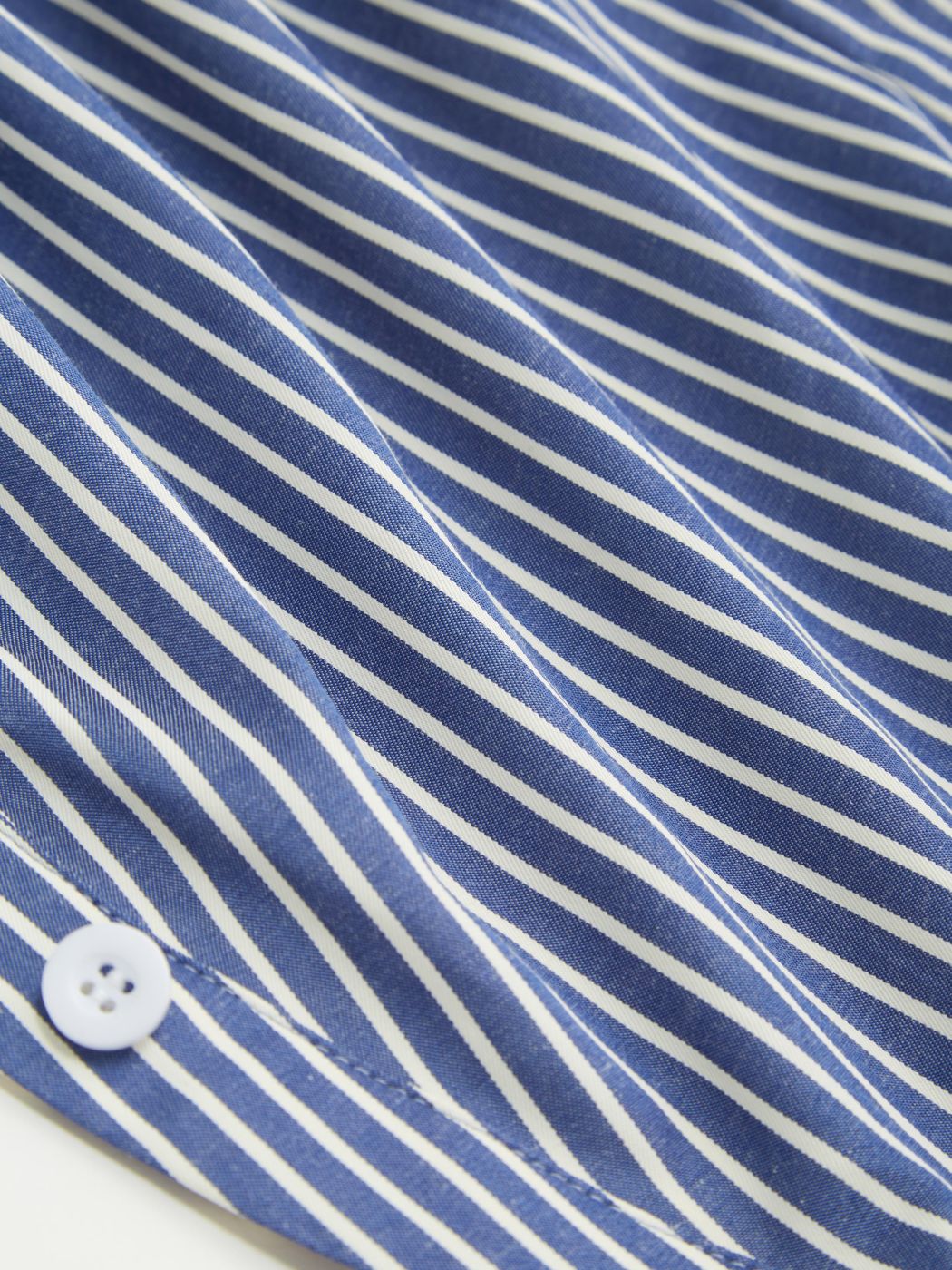Cotton-blend V-neck Striped Ruched Lace Up Tie Back Long Shirt Sleeve