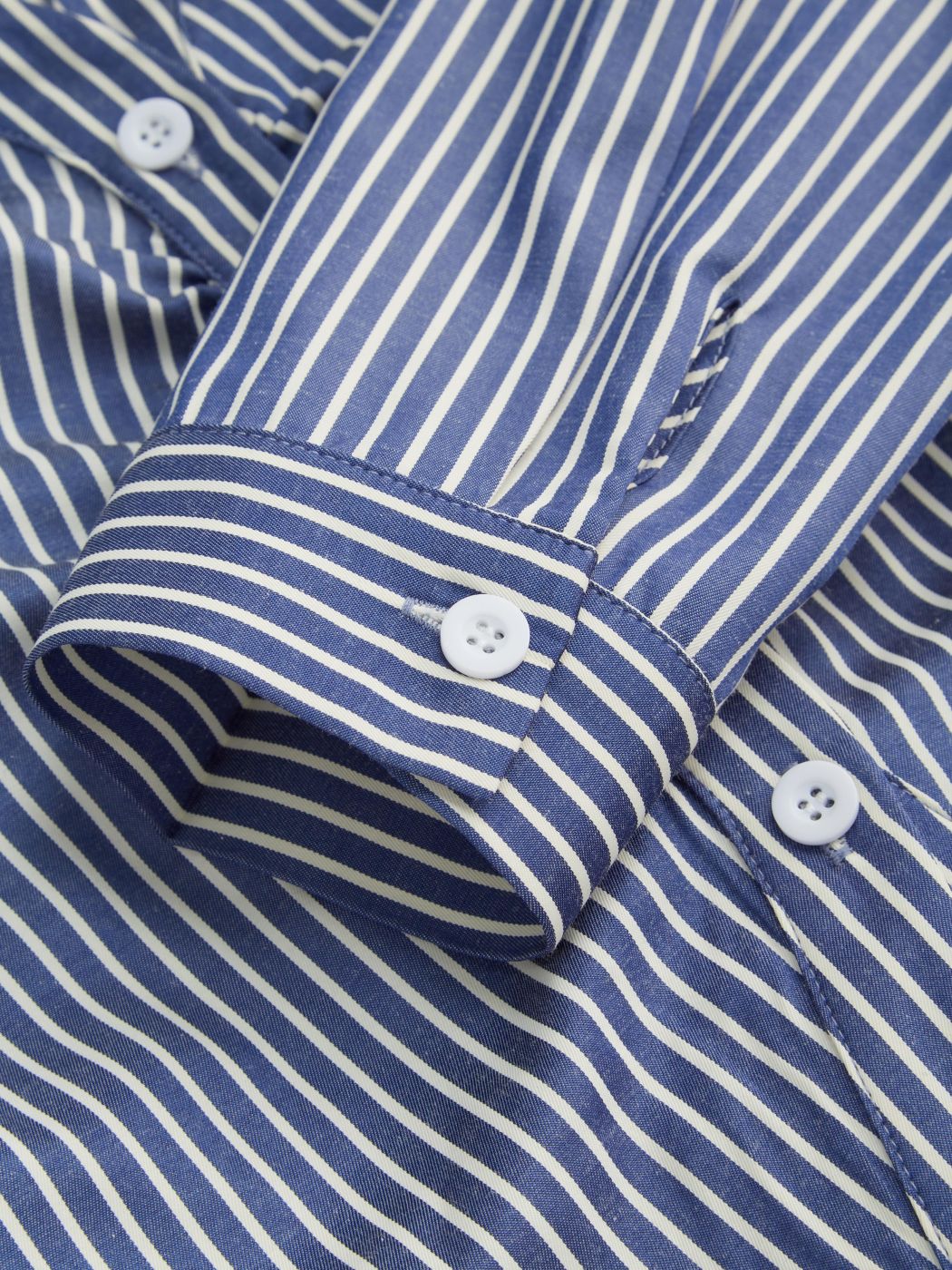 Cotton-blend V-neck Striped Ruched Lace Up Tie Back Long Shirt Sleeve