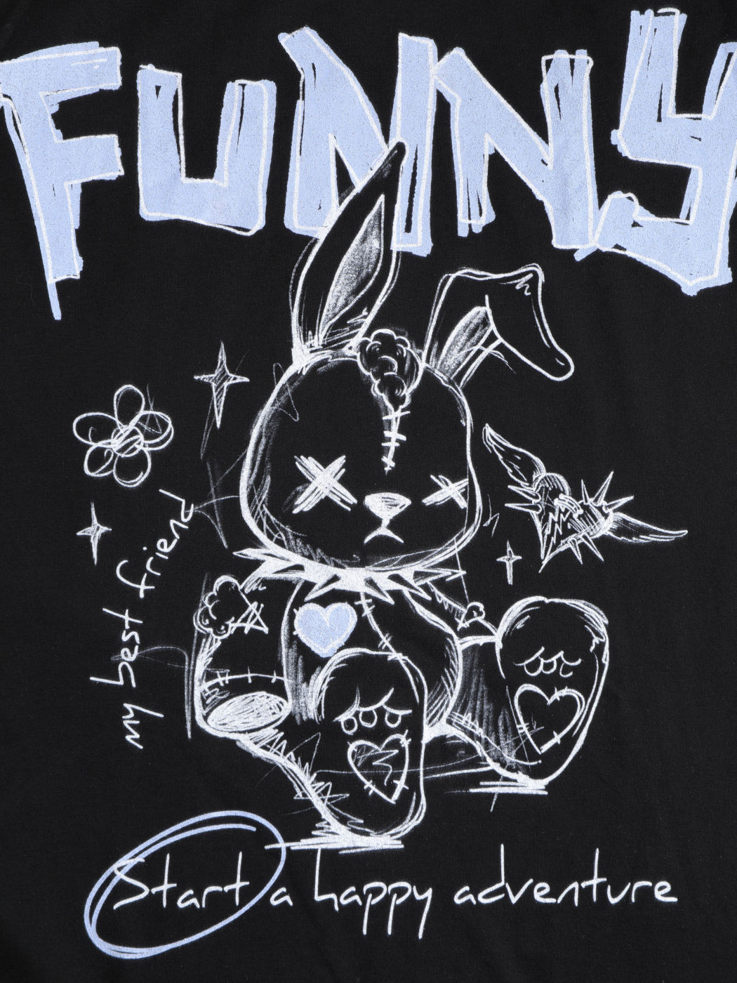Round Neckline Funny Rabbit Graphic Short Sleeve Oversized Tee