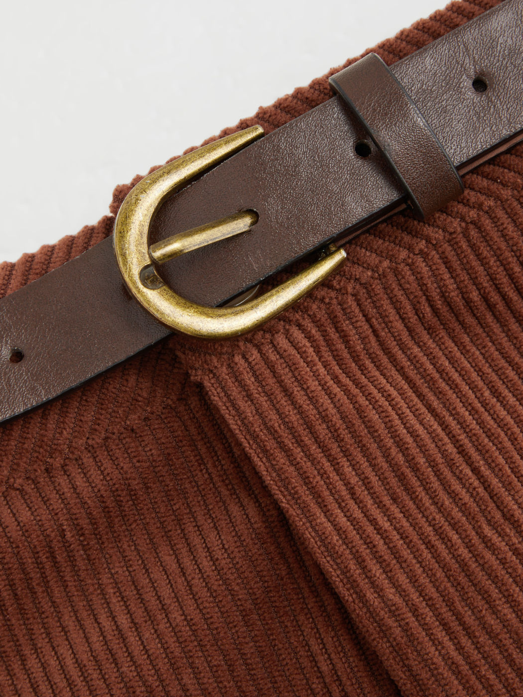 Corduroy Mid Rise Micro Shorts With Belt