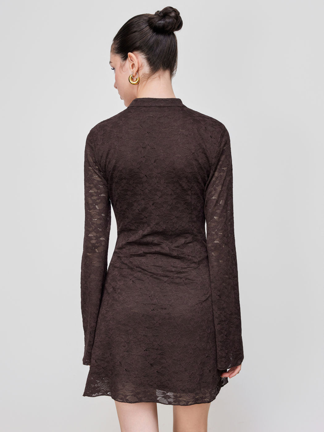 Lace High Neck Cut Out Mini Dress