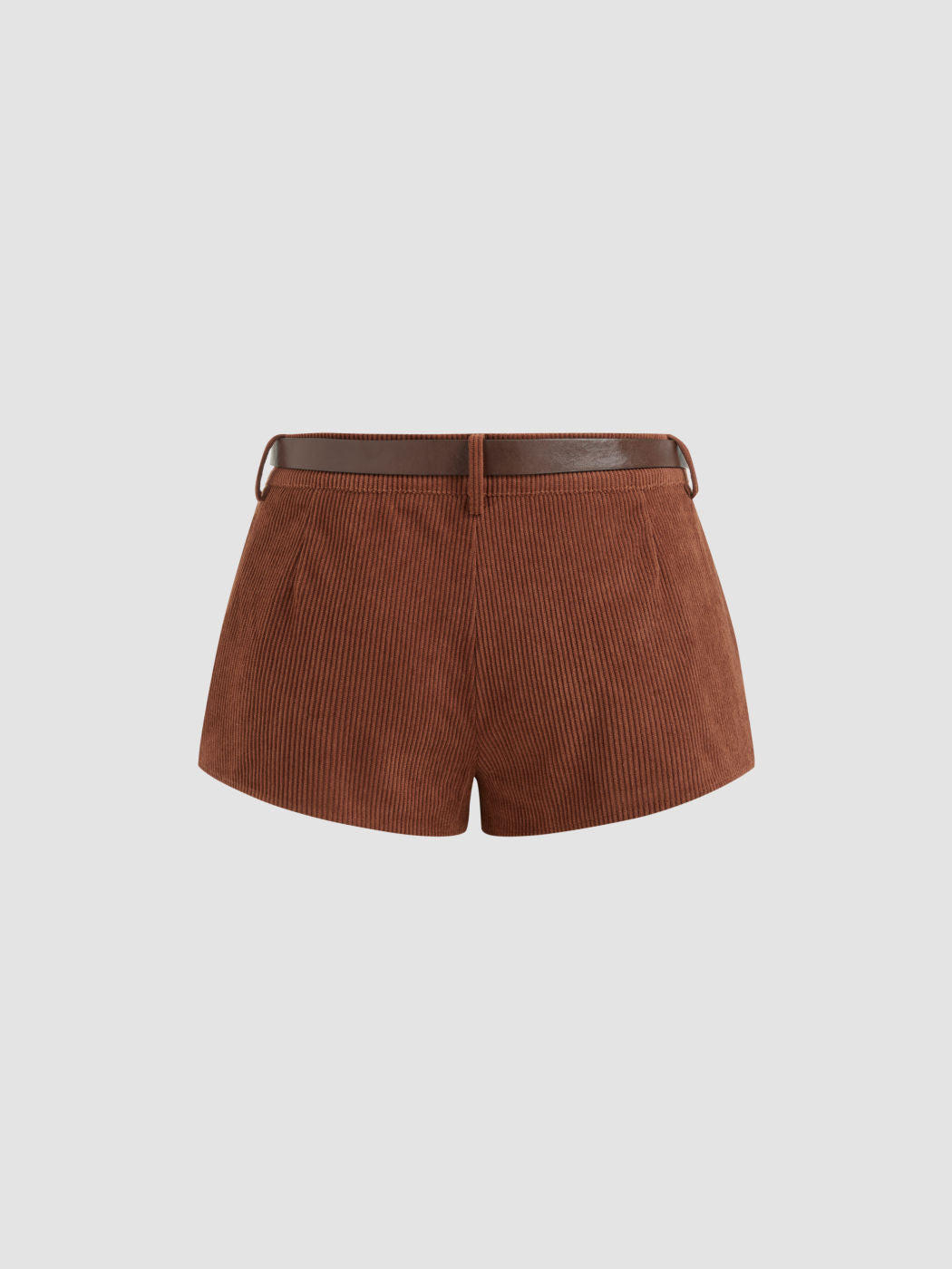 Corduroy Mid Rise Micro Shorts With Belt