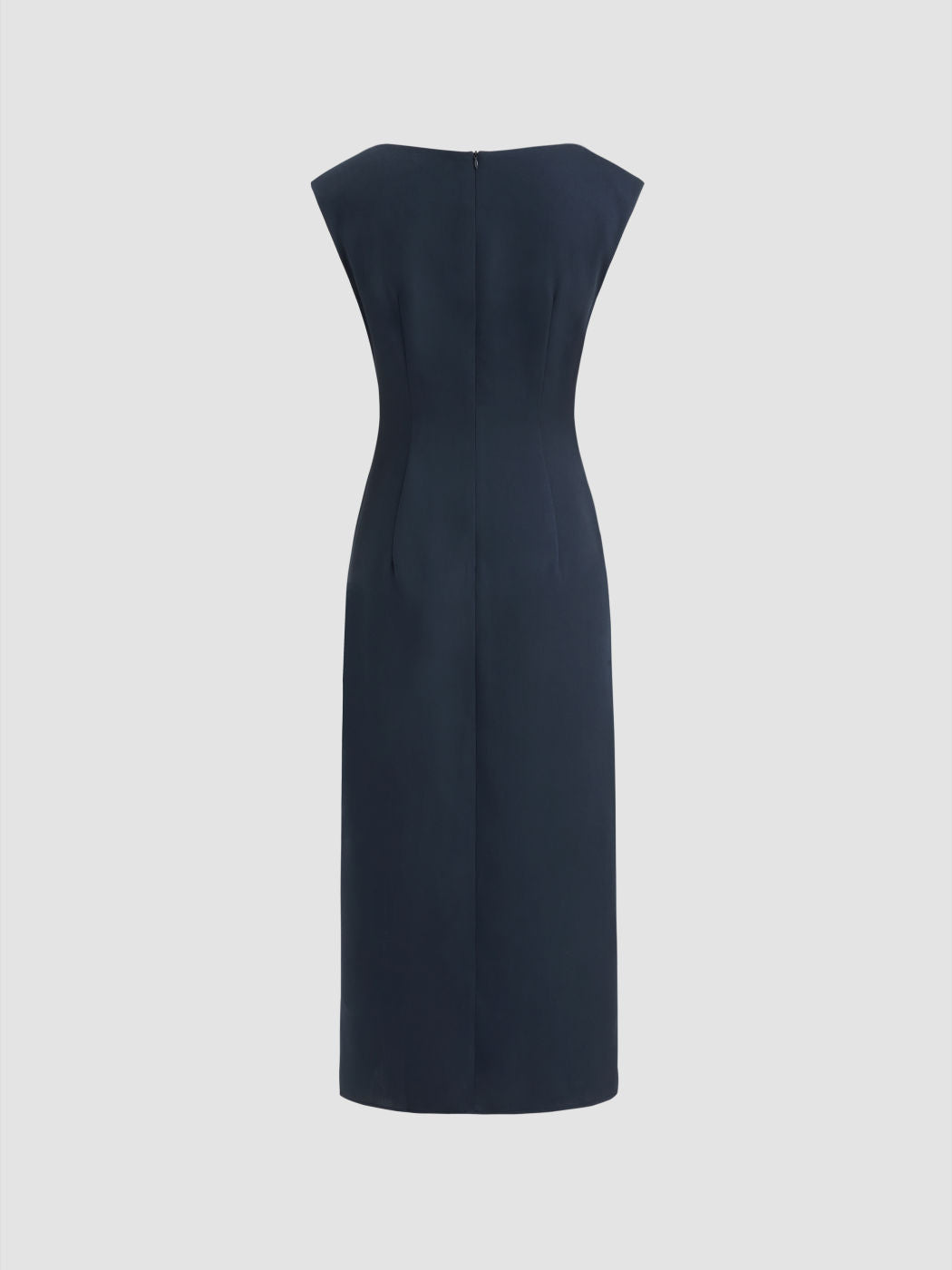 Boat Neck Ruched Split Maxi Dress
