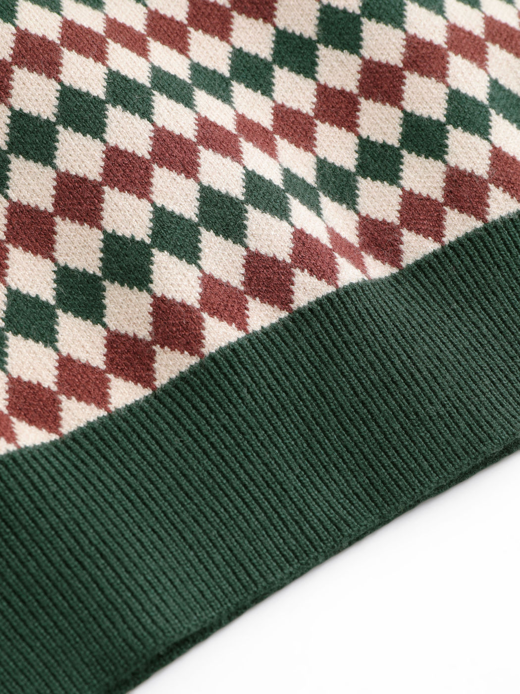 Knit Polo Argyle Short Sleeve Top