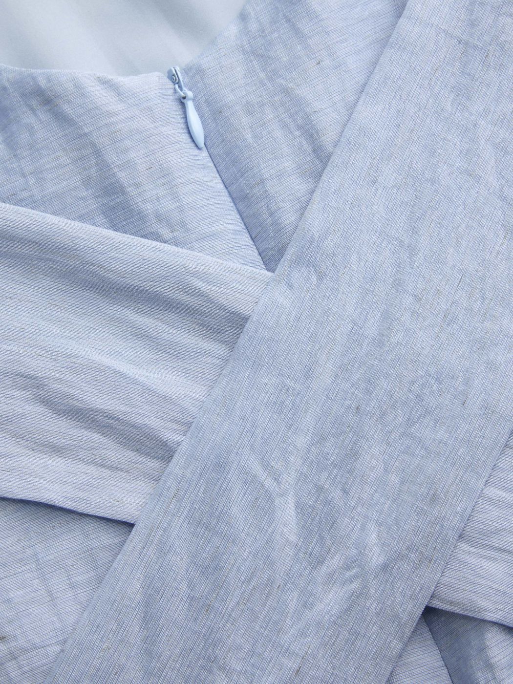 Linen-blend Boat Neck Solid Knotted Backless Mini Dress