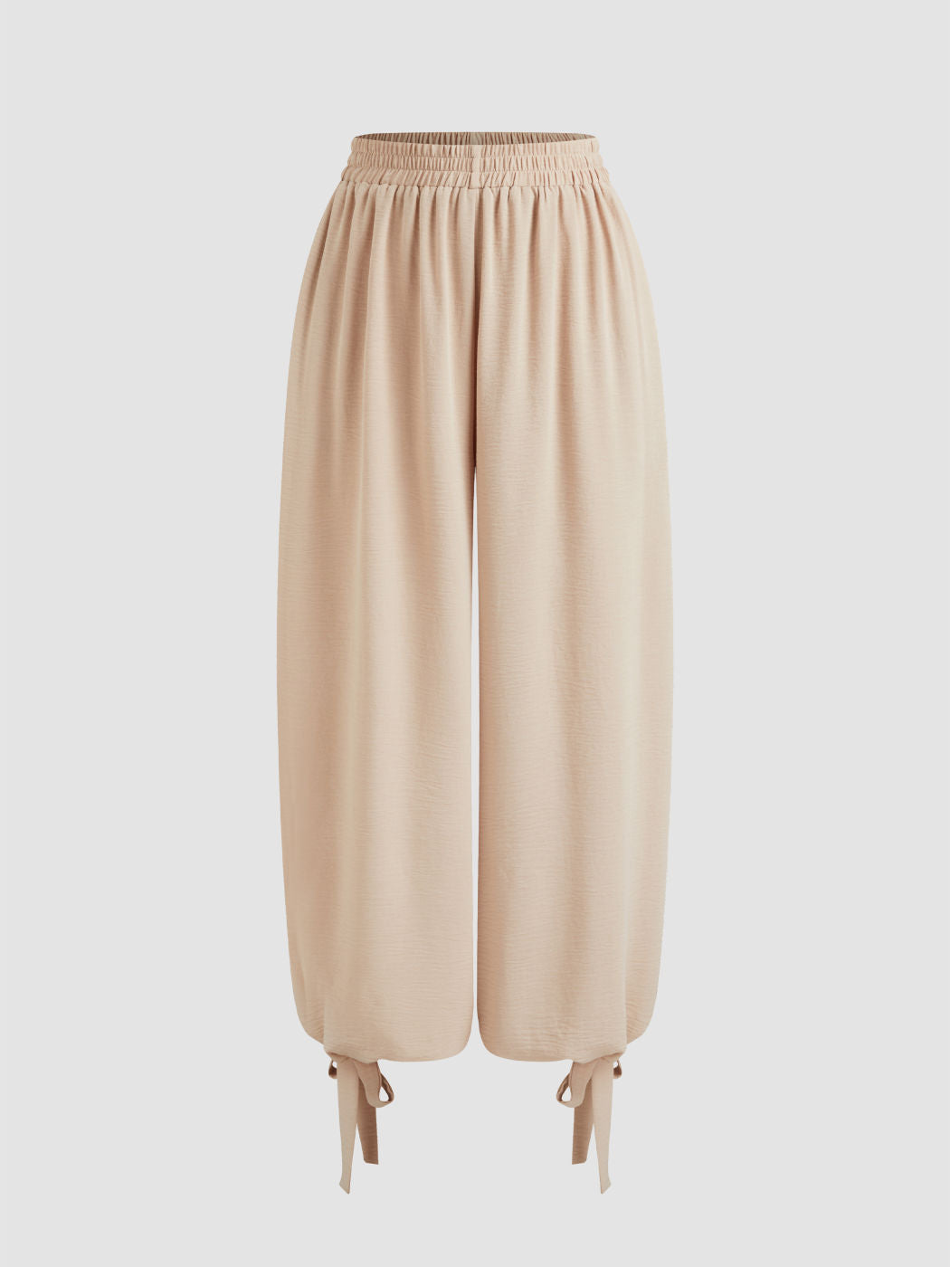 Mid Rise Elastic Waist Knotted Jogger Pants