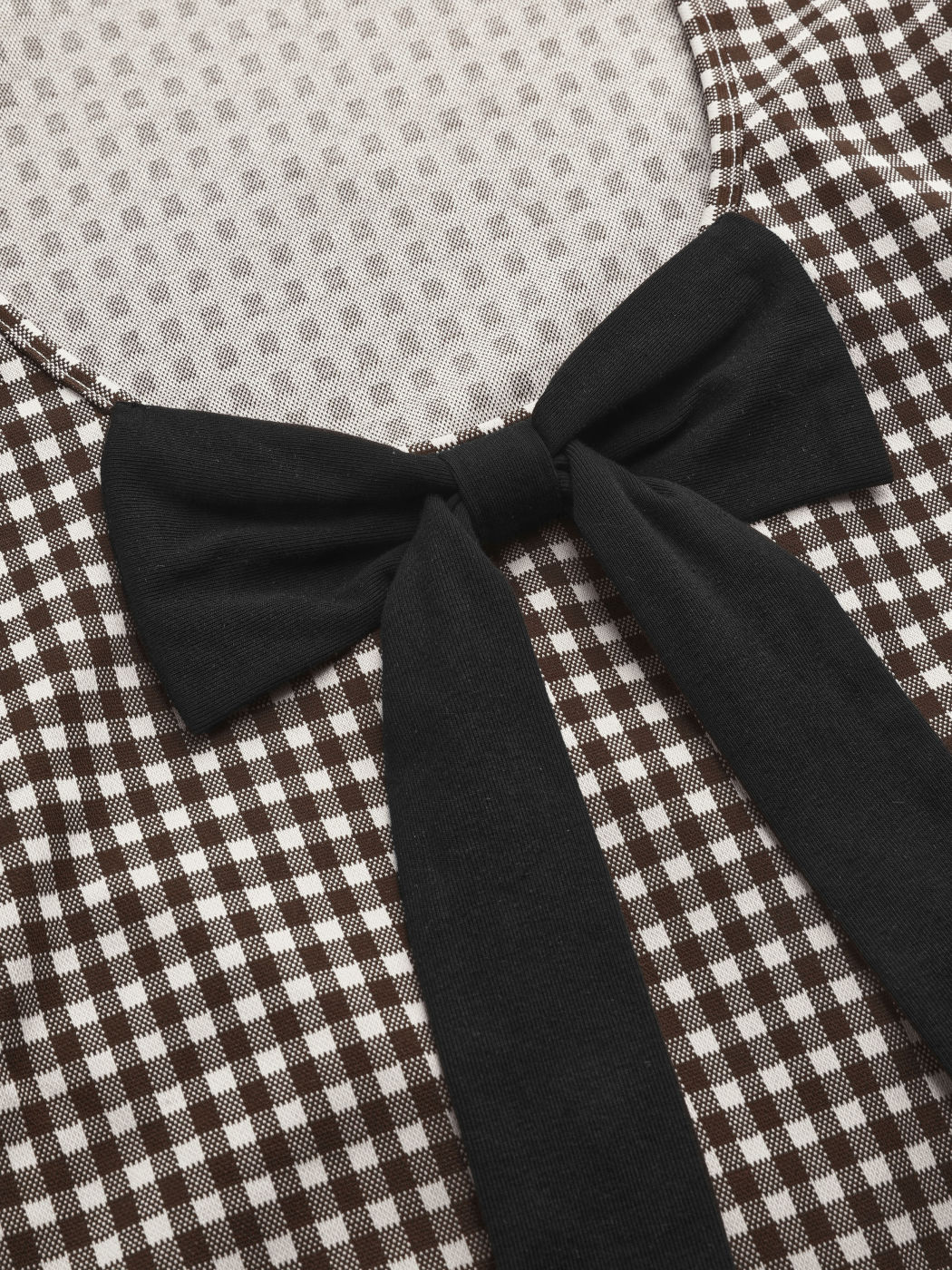 Boat Neck Gingham Backless Bowknot Mini Dress