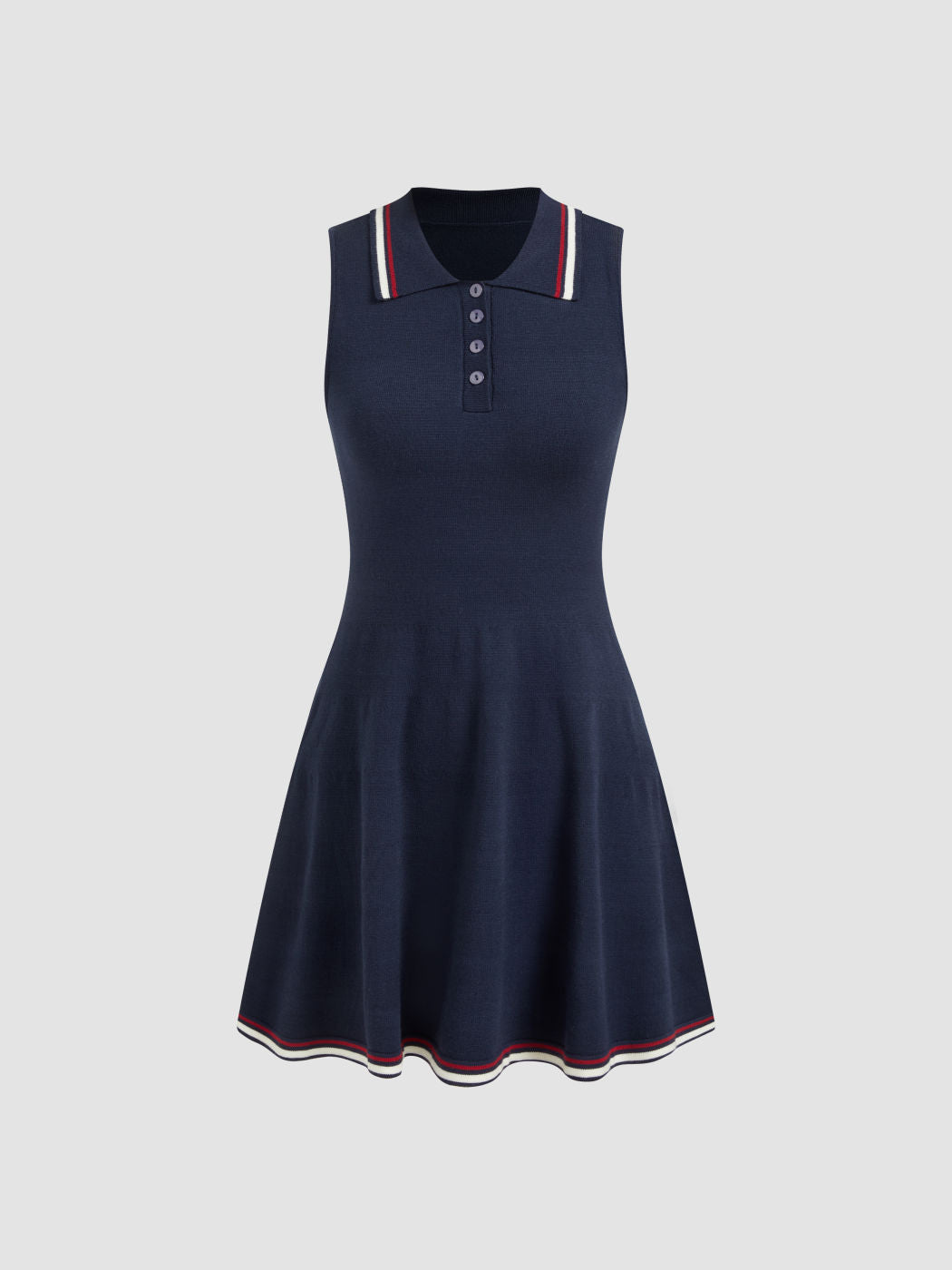 Knit Polo Contrasting Binding Mini Dress