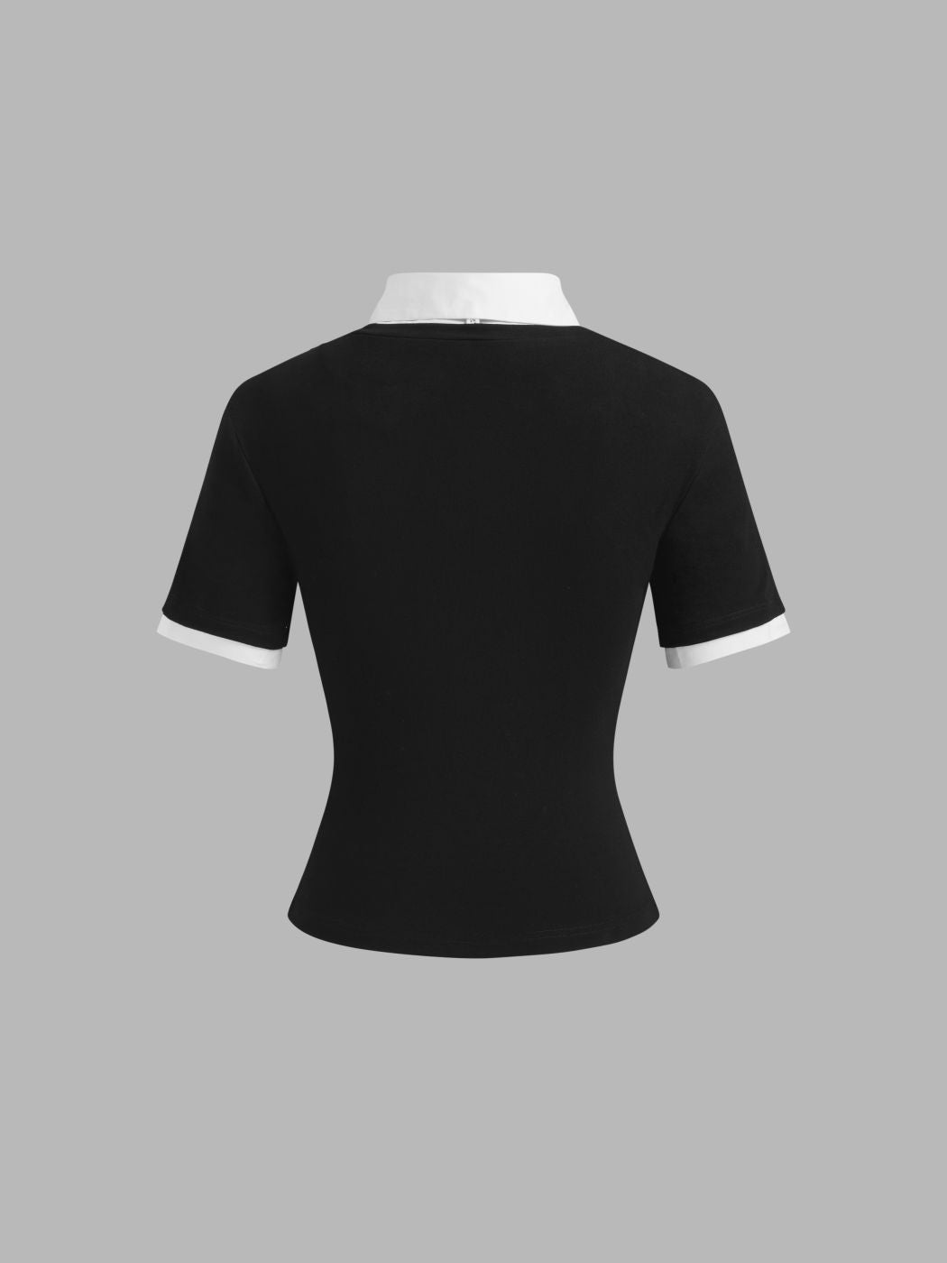 Cotton-blend Polo Two Tone Short Sleeve Top